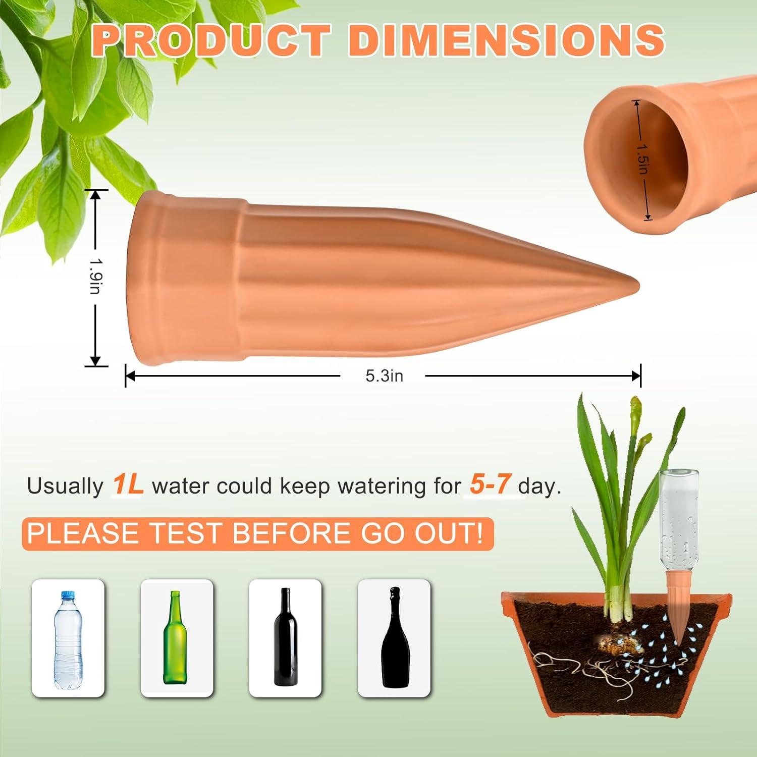 Paquete de 16 Estacas de Riego de Terracota para Plantas