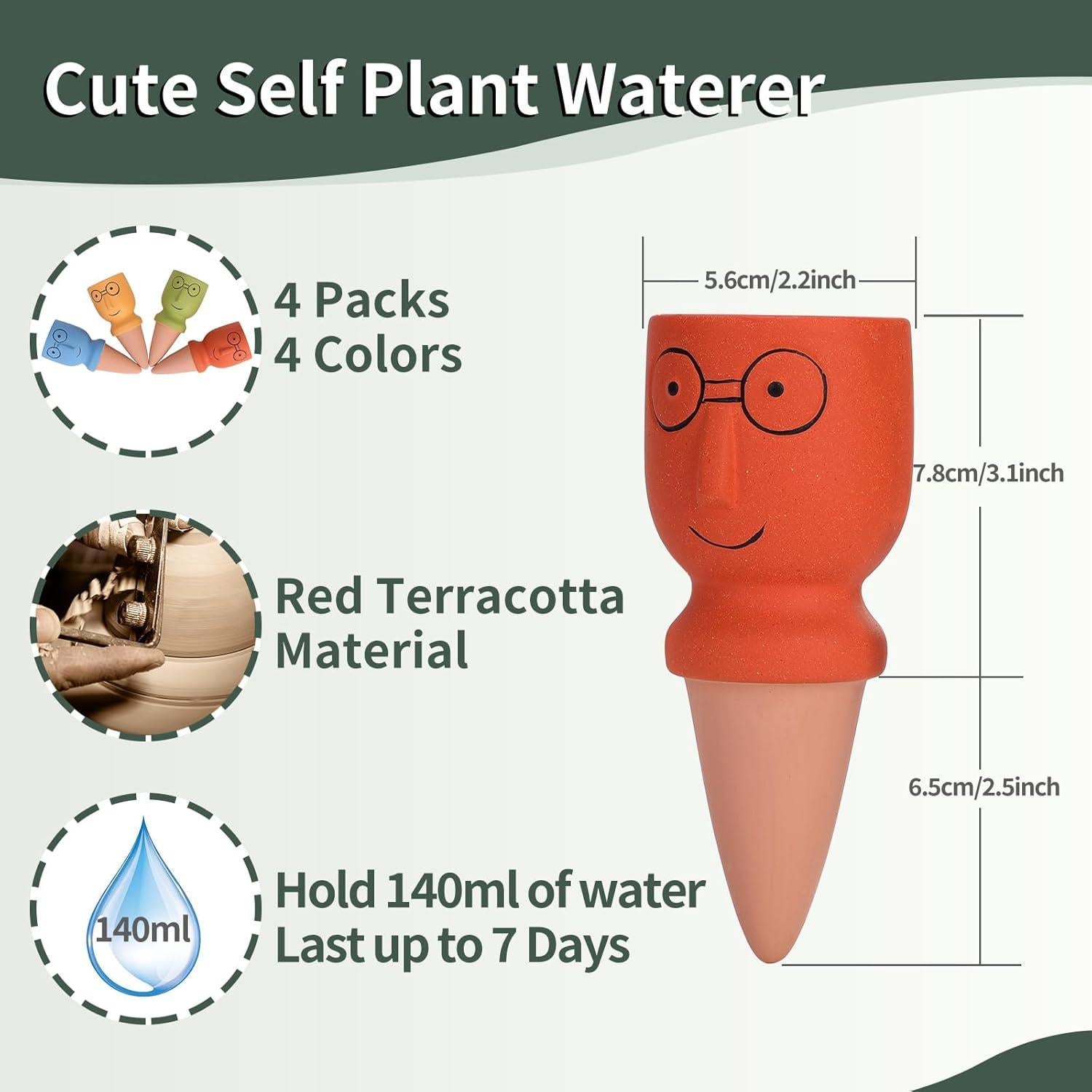 Picos de Riego de Terracota TopDirect 4 Pack - Autorriego para Plantas