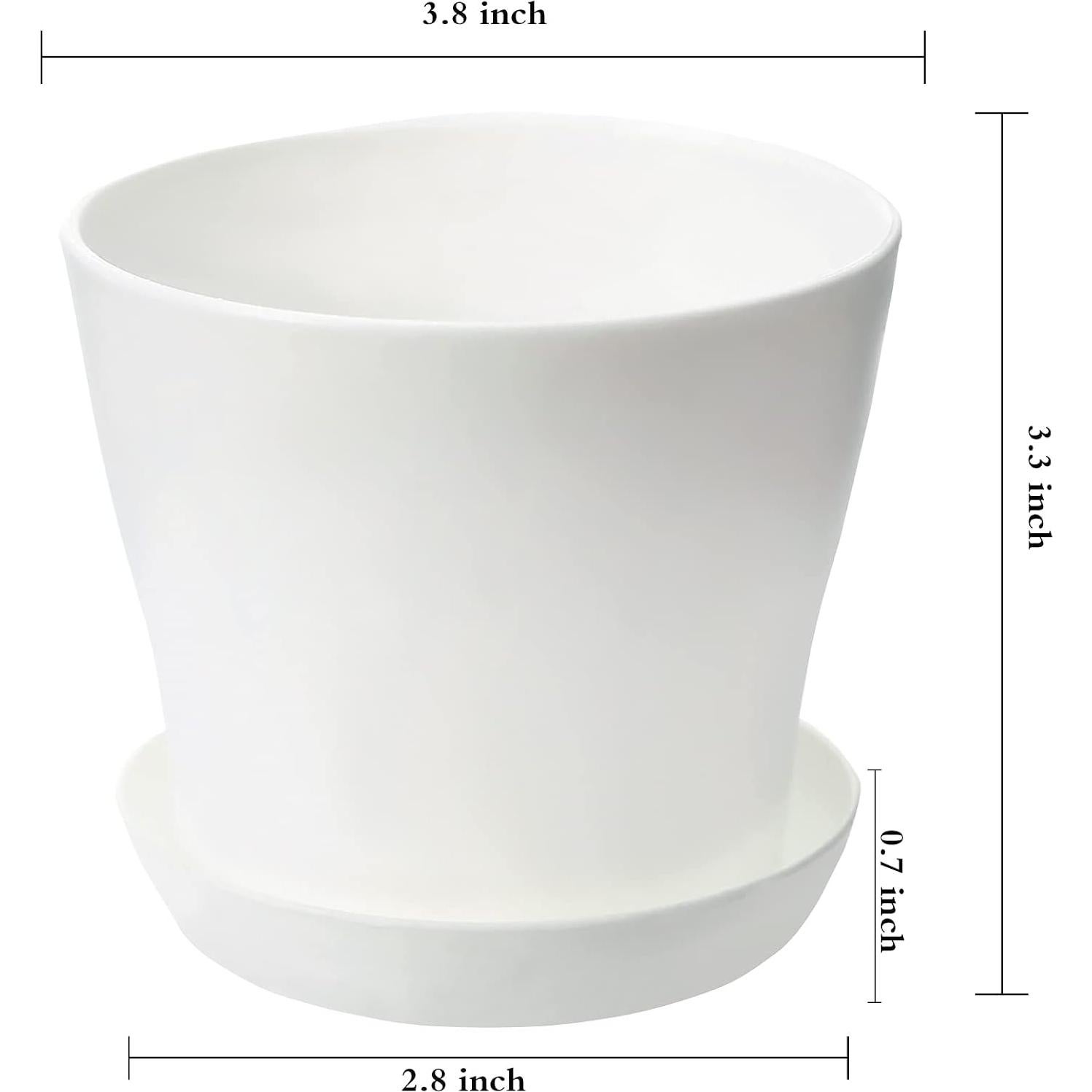 Macetas de Plástico TDHDIKE 25 Pcs 9.7 cm con Plato Blanco