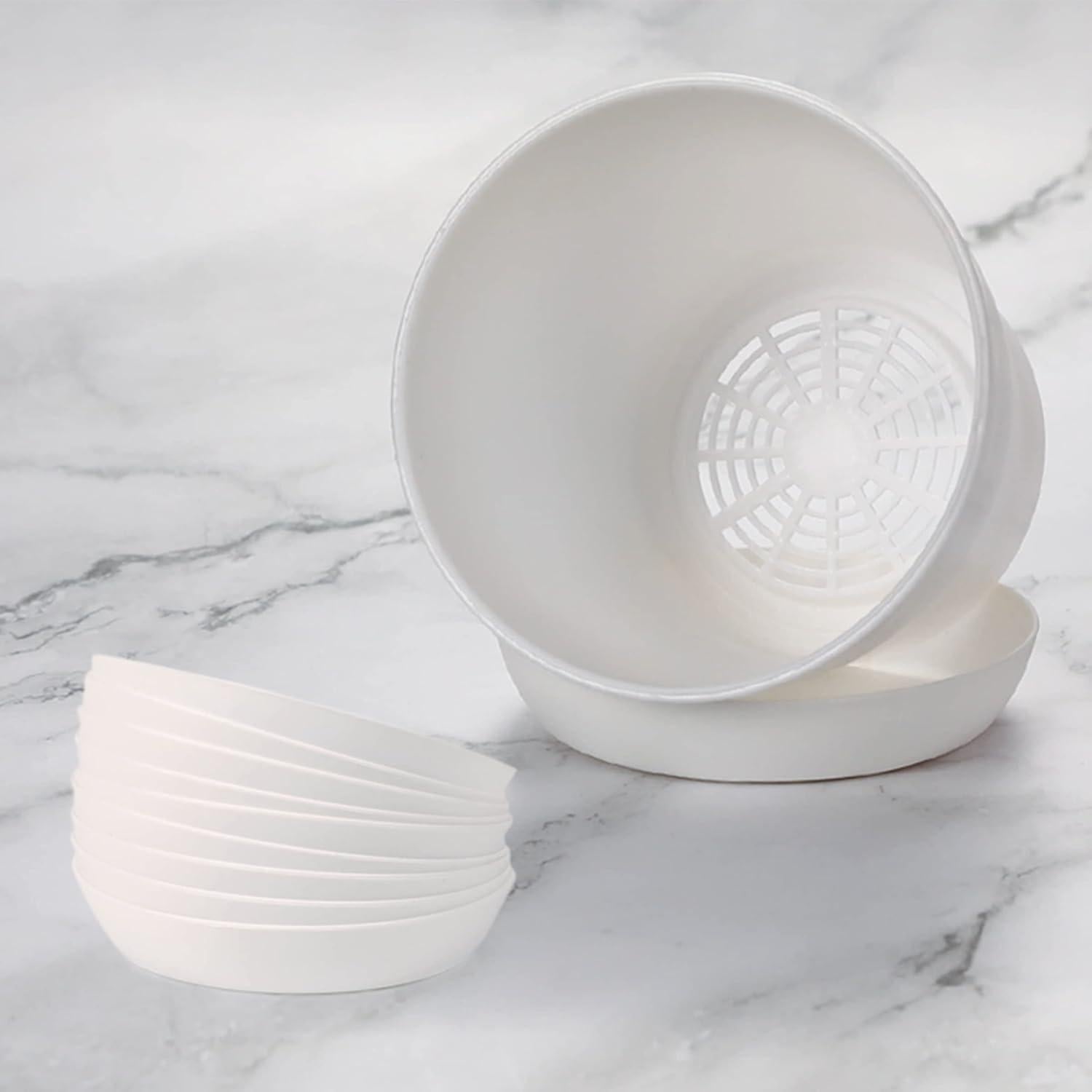 Macetas de Plástico TDHDIKE 25 Pcs 9.7 cm con Plato Blanco