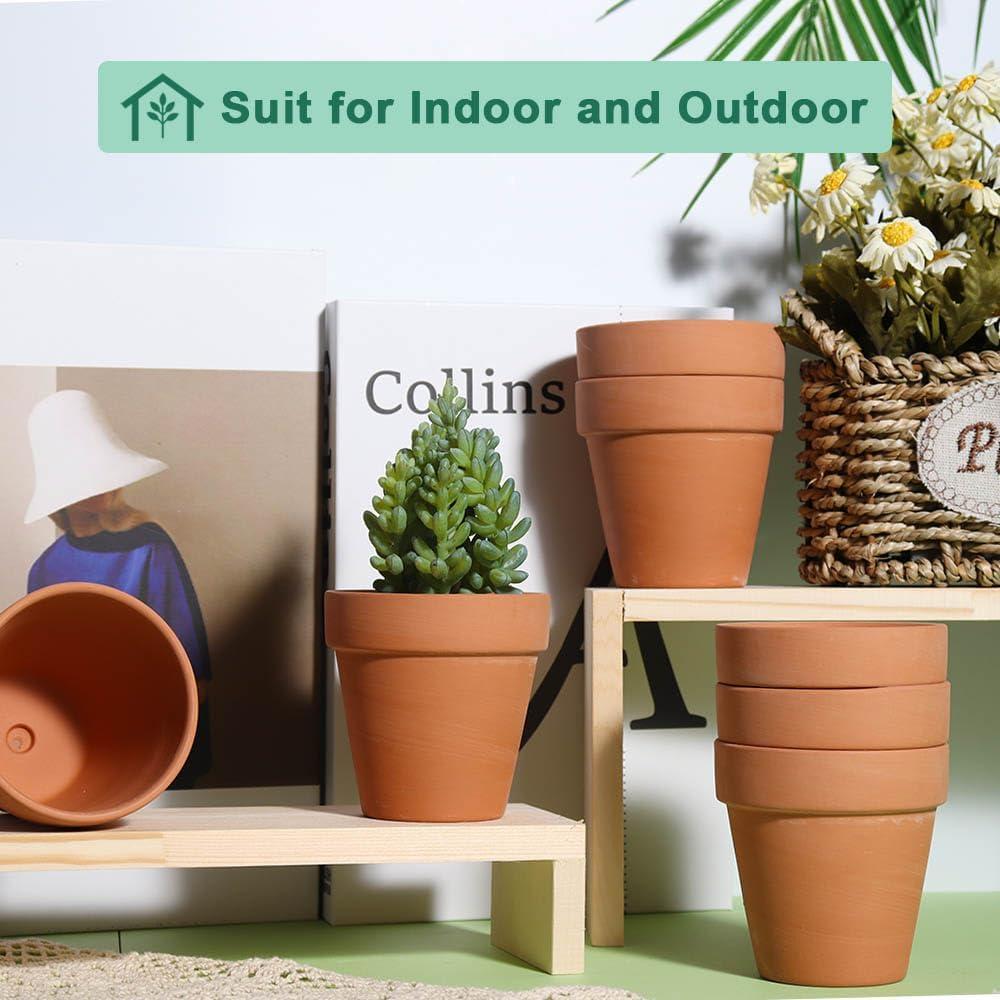 Macetas de Terracota Vensovo 7.62 cm - Paquete de 20 con Drenaje