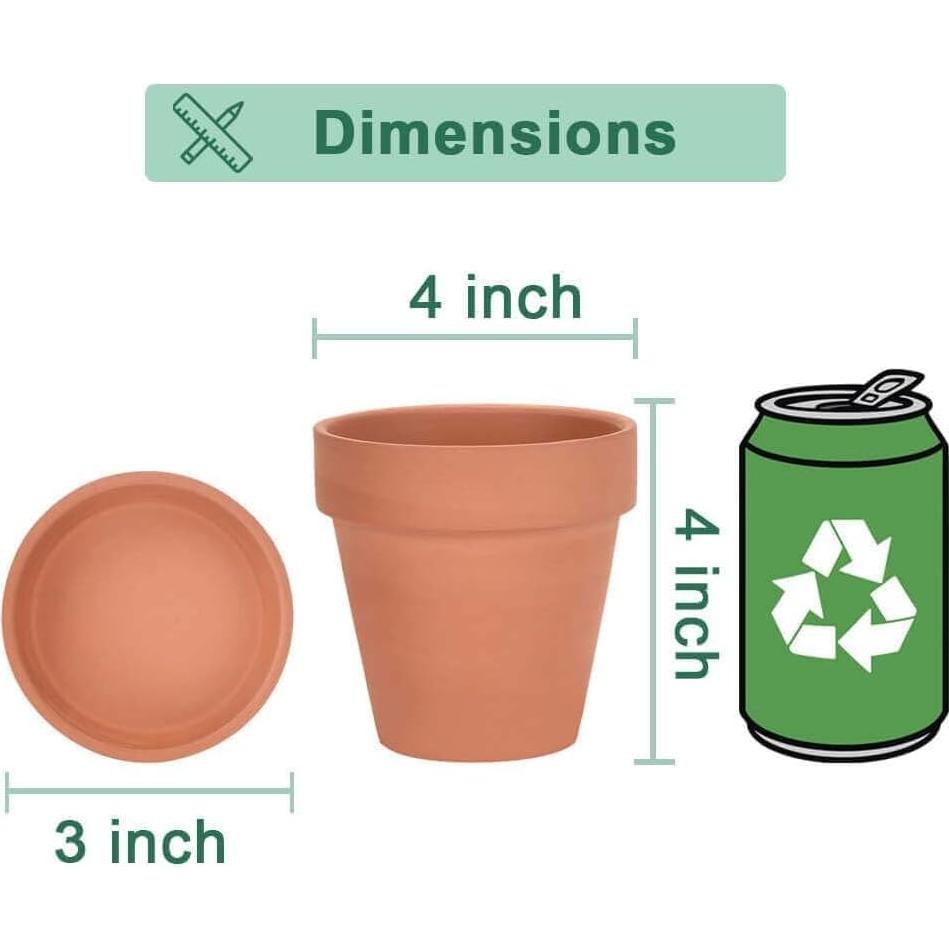 Macetas de Terracota Vensovo 10 cm - Paquete de 6 con Plato