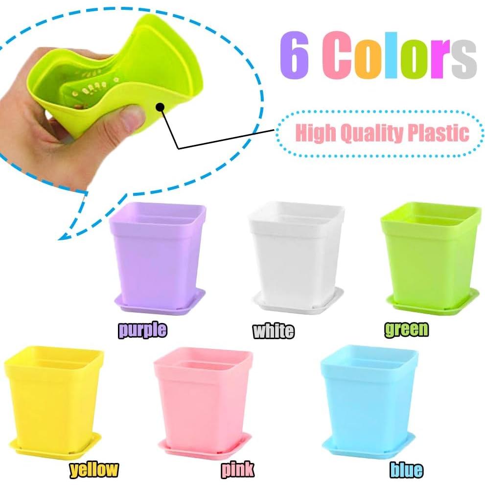 Macetas Coloridas de Plástico Cuadradas Haawooky 24 Piezas