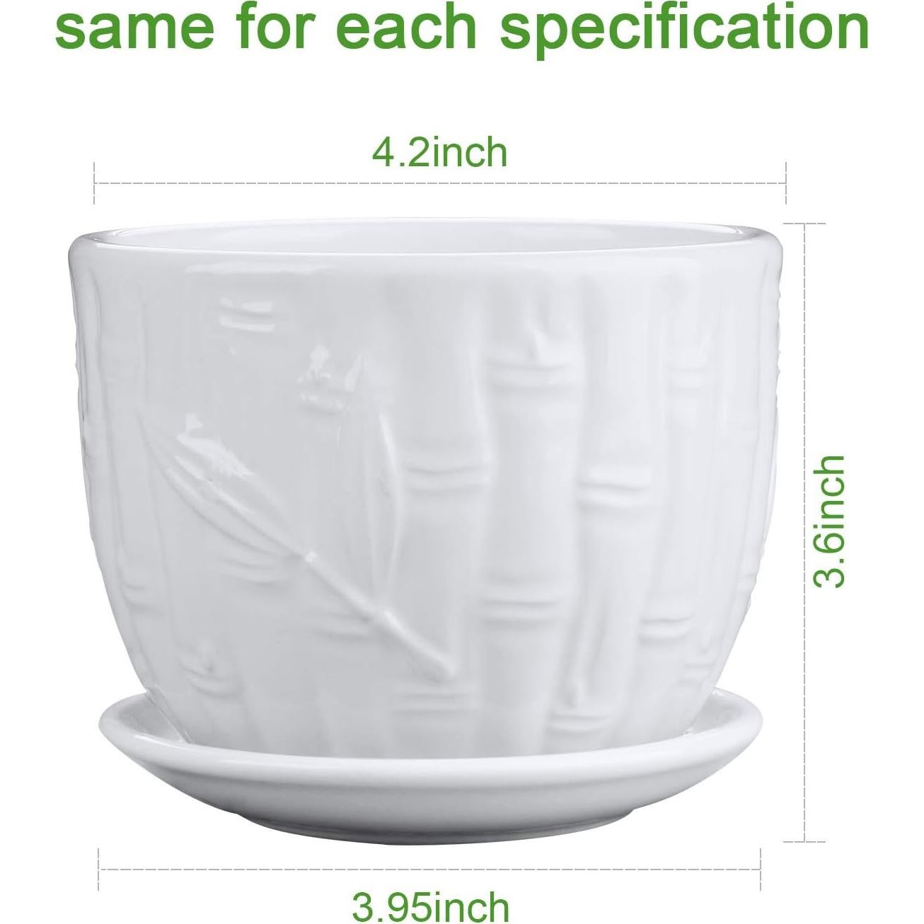 Macetas de Cerámica Brajttt 10 cm con Plato Drenaje - Paquete de 6