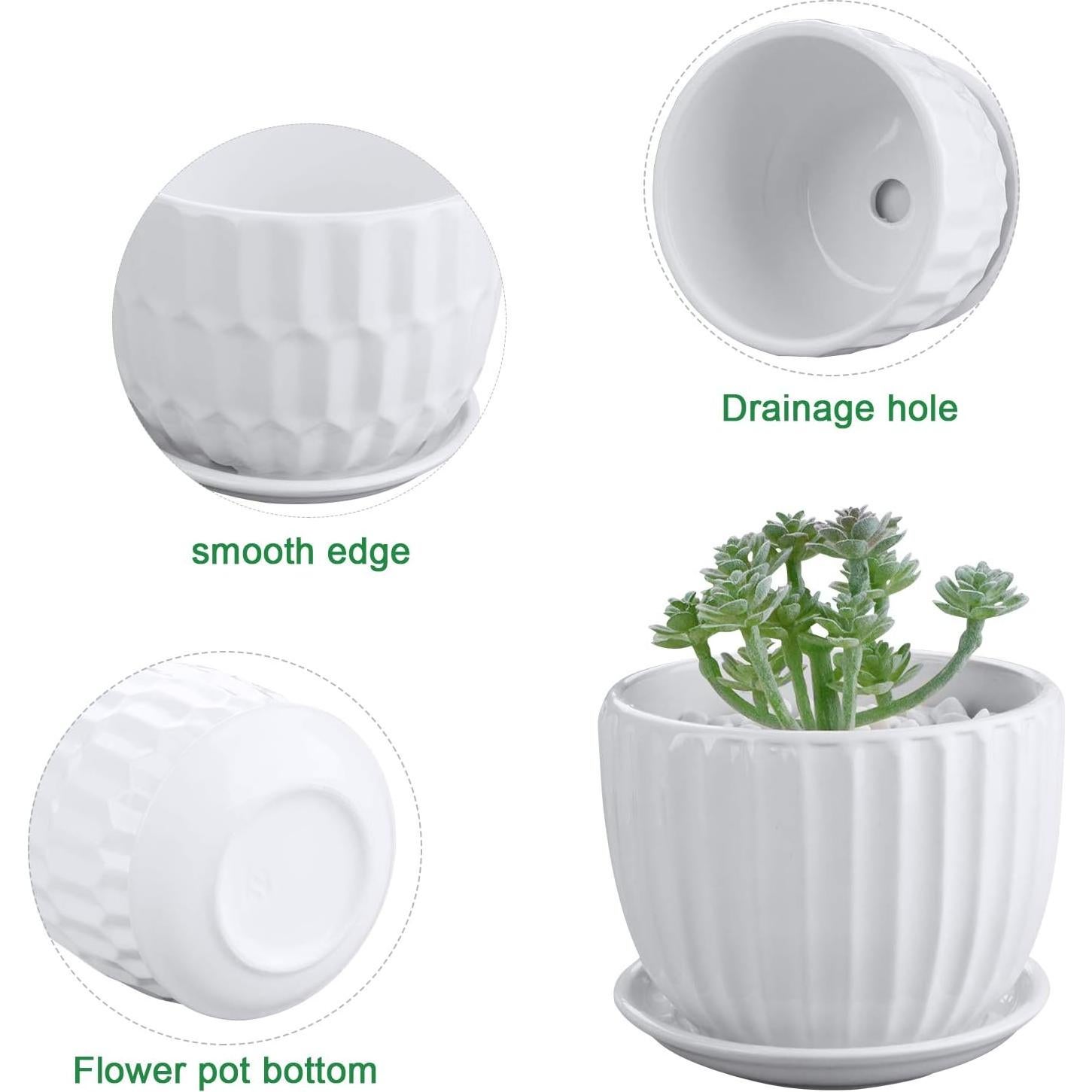 Macetas de Cerámica Brajttt 10 cm con Plato Drenaje - Paquete de 6