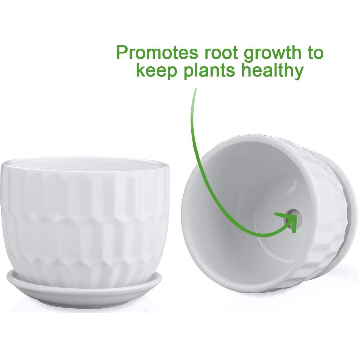 Macetas de Cerámica Brajttt 10 cm con Plato Drenaje - Paquete de 6