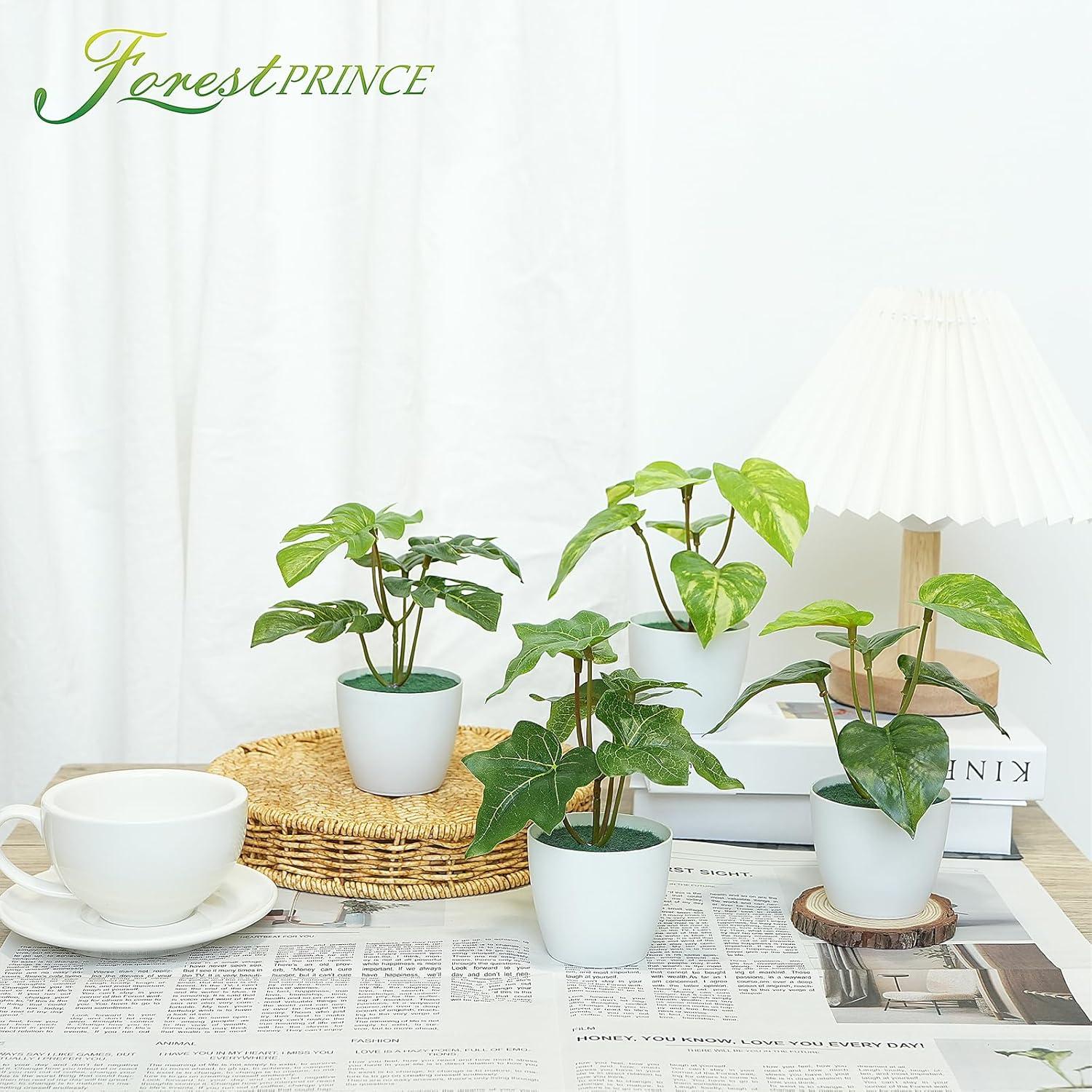 4 PCS Plantas Falsas en Macetas Blancas FOREST PRINCE