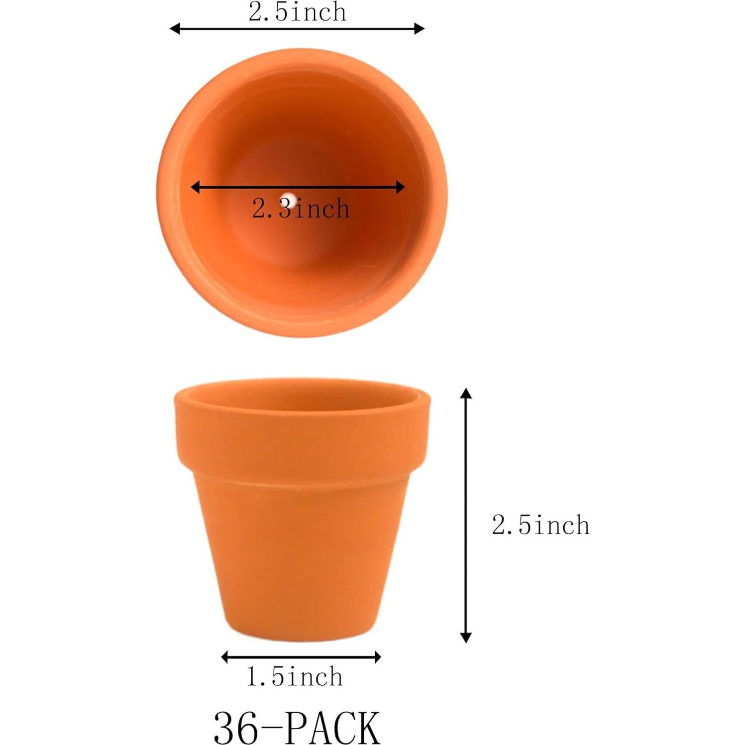 36 Macetas de Arcilla Terracota 6.35 cm con Drenaje Fcacti