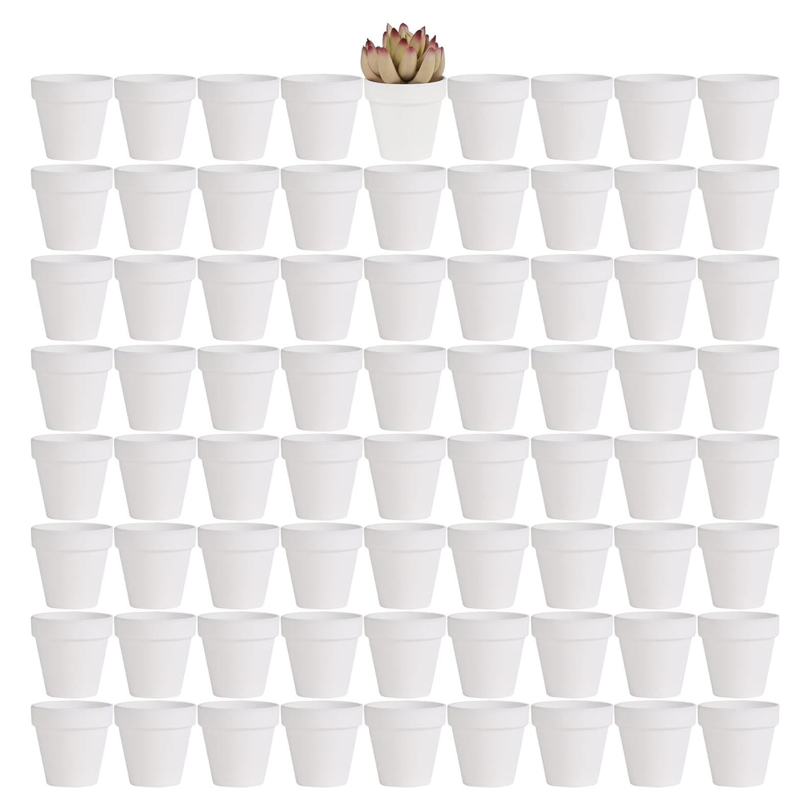 Yishang 72 Macetas de Terracota Blanca 6.35 cm con Drenaje