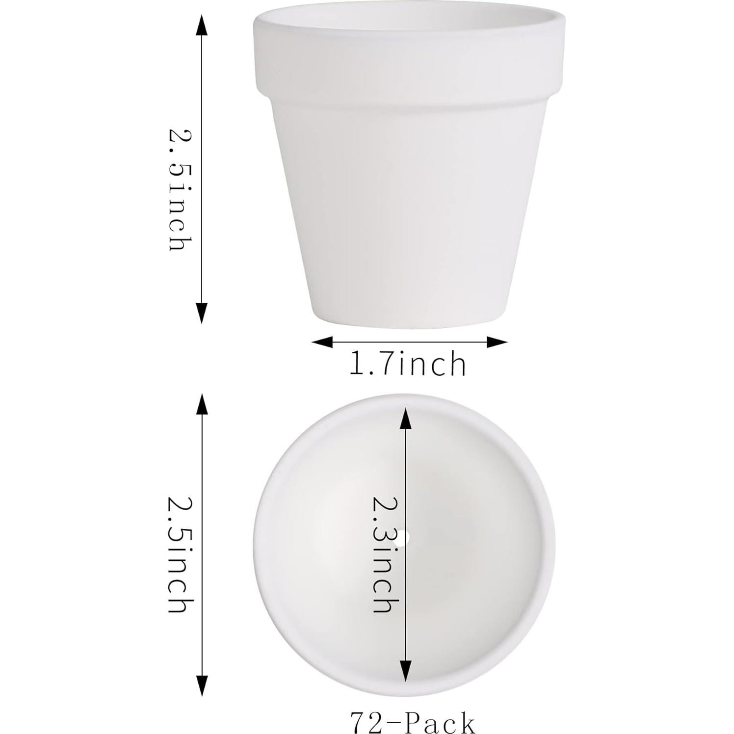 Yishang 72 Macetas de Terracota Blanca 6.35 cm con Drenaje