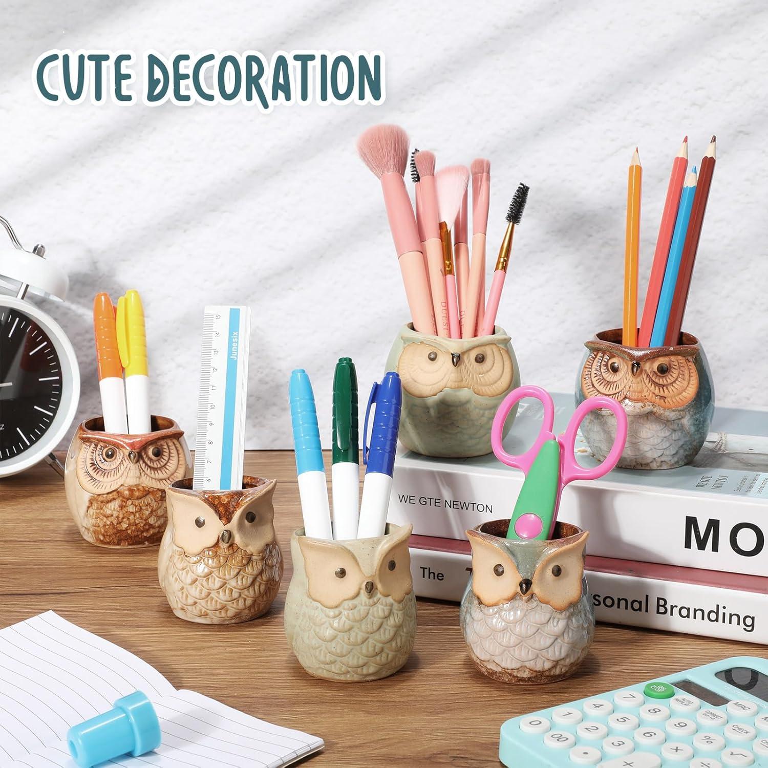 Nitial 24 Macetas de Cerámica en Forma de Búho Mini con Drenaje