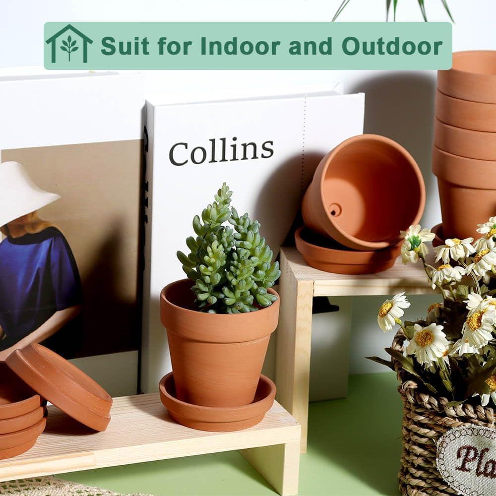 Macetas de Arcilla Vensovo 3" con Plato - Paquete de 12