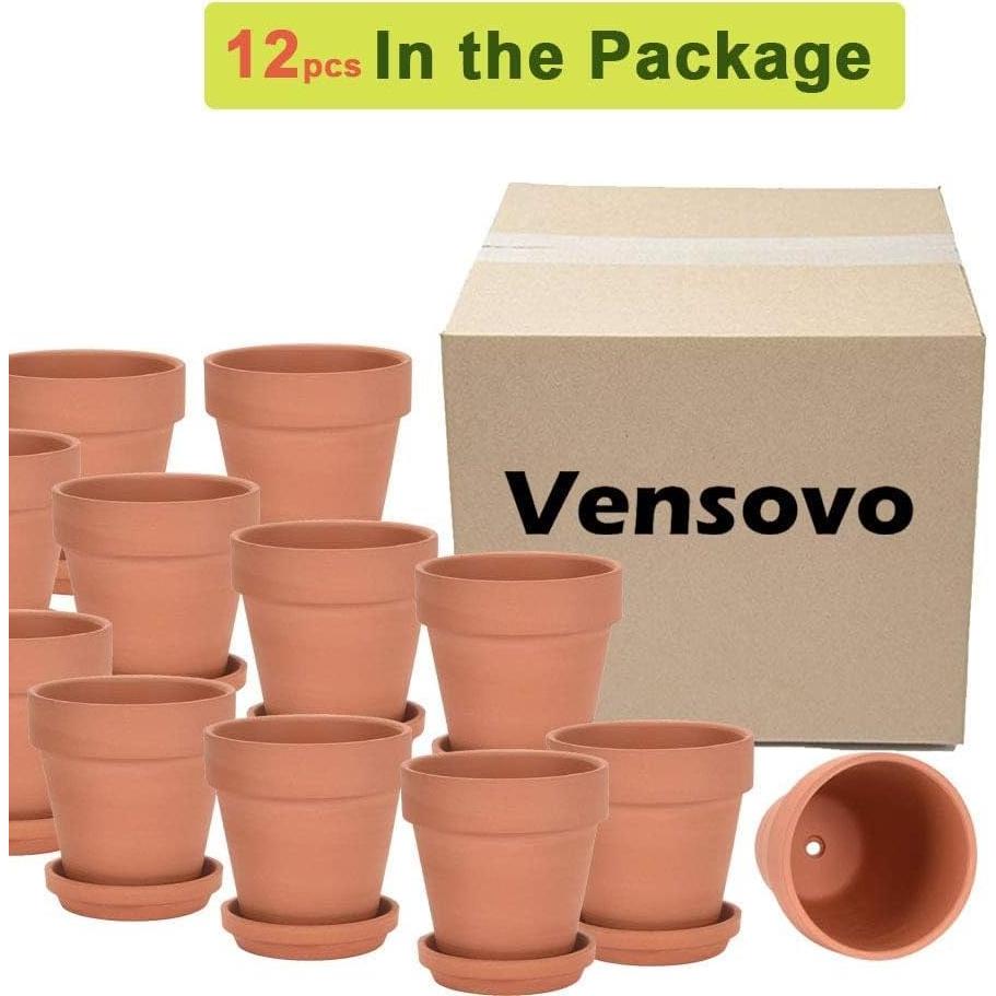 Macetas de Arcilla Vensovo 3" con Plato - Paquete de 12