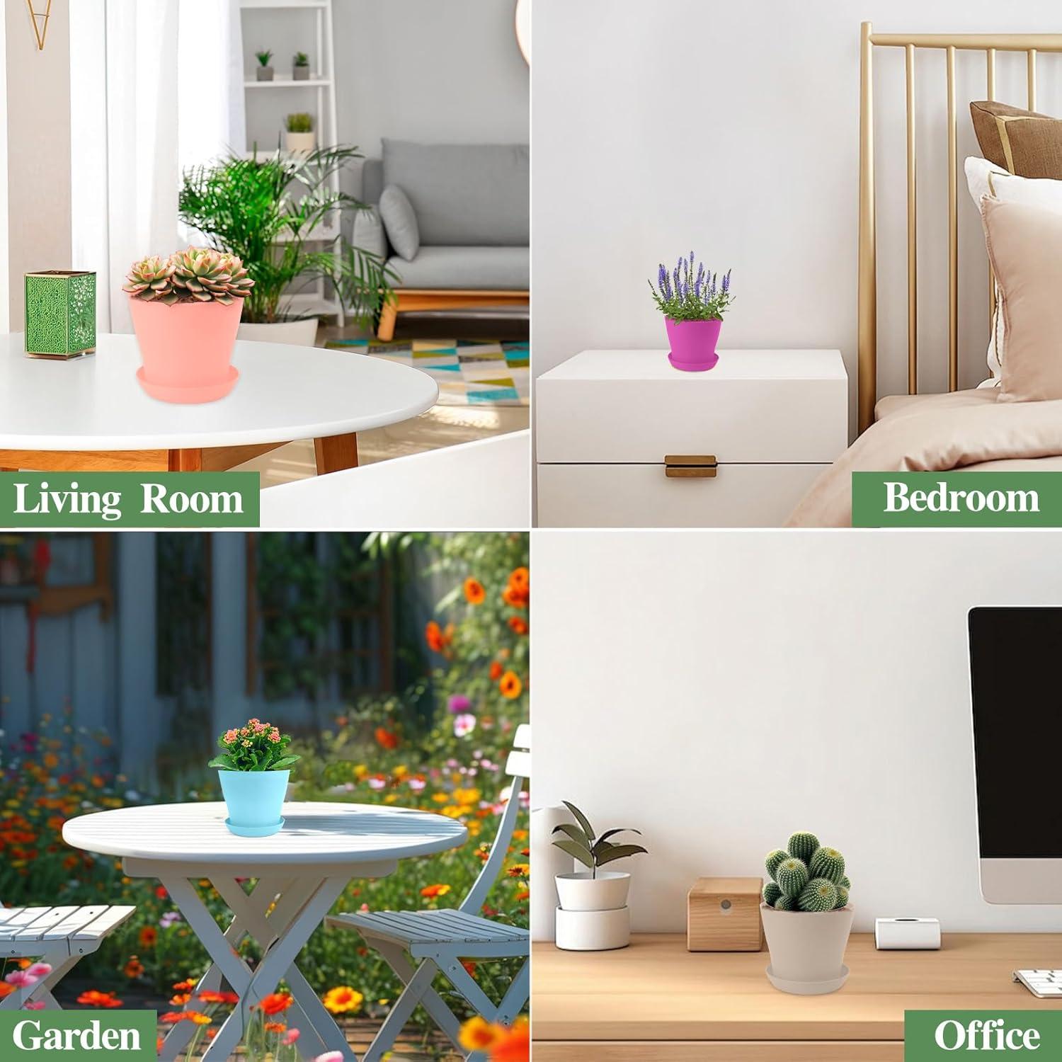 Macetas de 11.94 cm Bluckincle, Paquete de 8 Coloridas con Drenaje