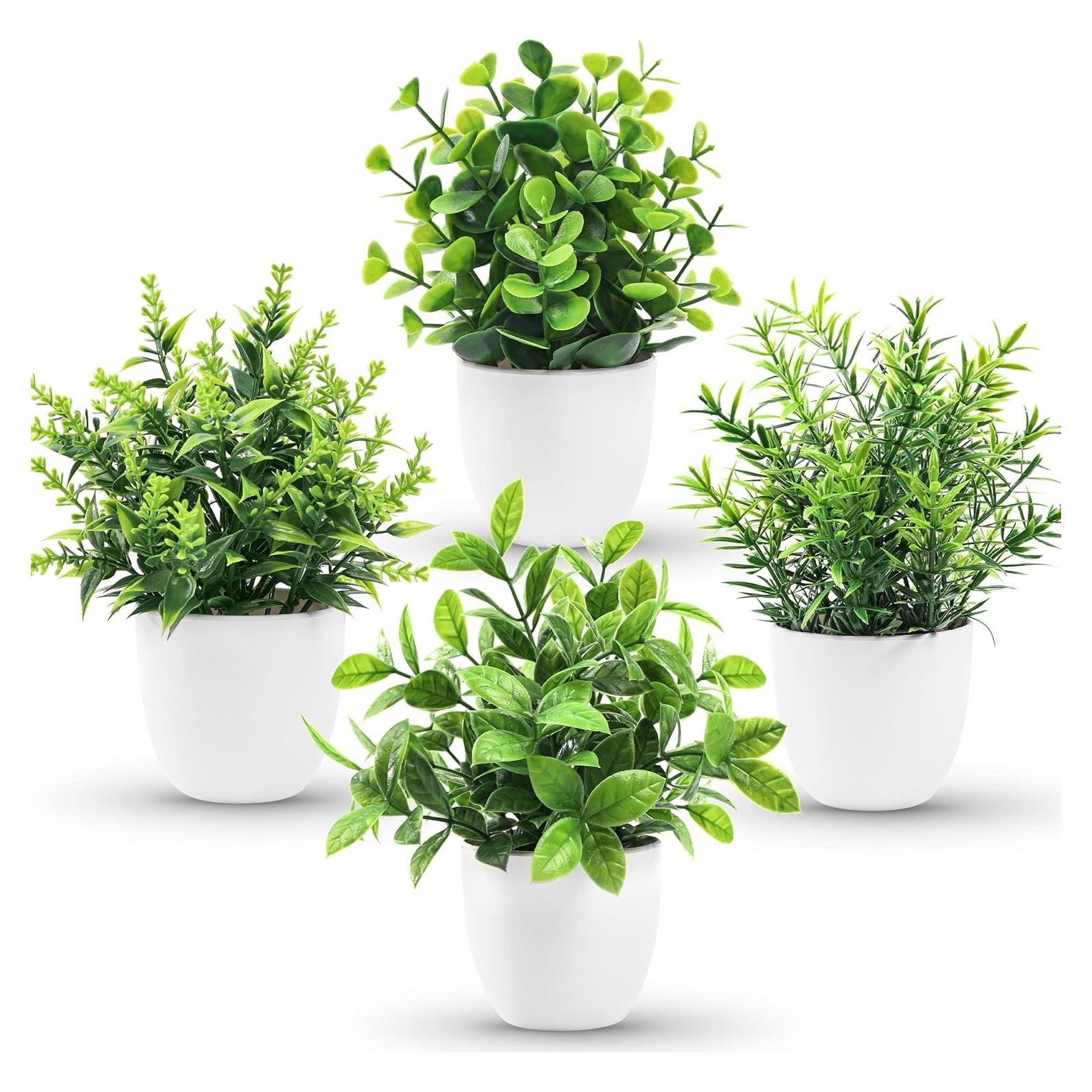 Plantas Falsas Der Rose en Macetas - 4 Piezas Decorativas