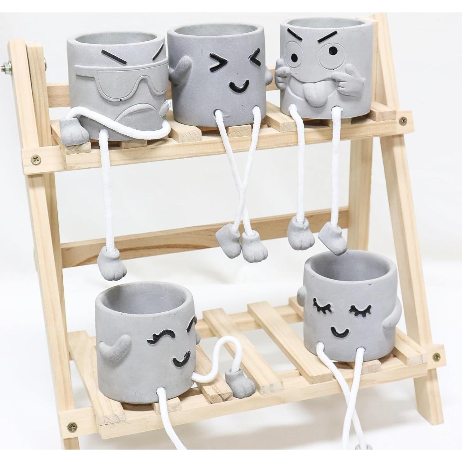 Maceta de Cemento Uguisu con Pies Colgantes 10 cm