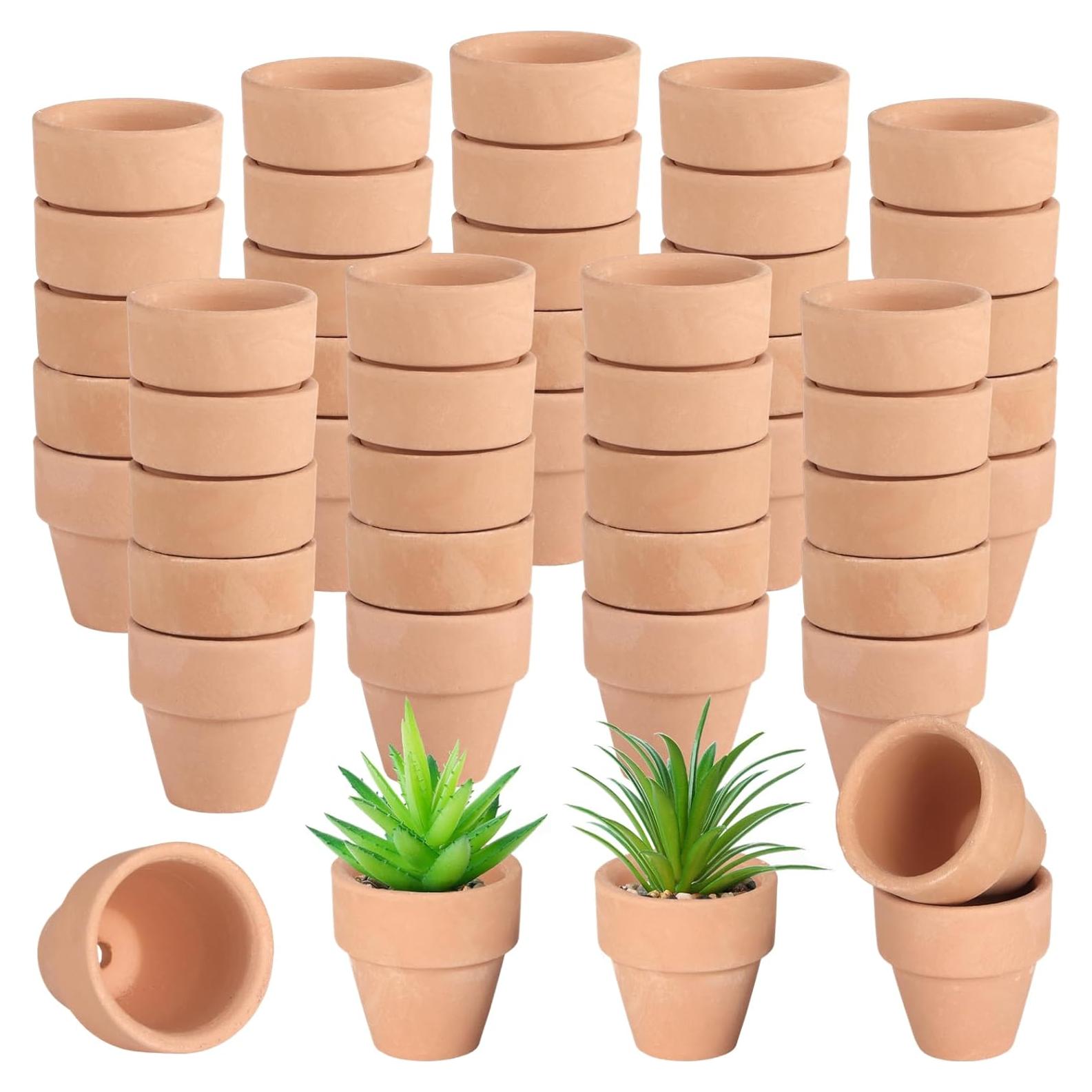 50 Mini Macetas de Terracota Tideme 3.05 cm con Drenaje