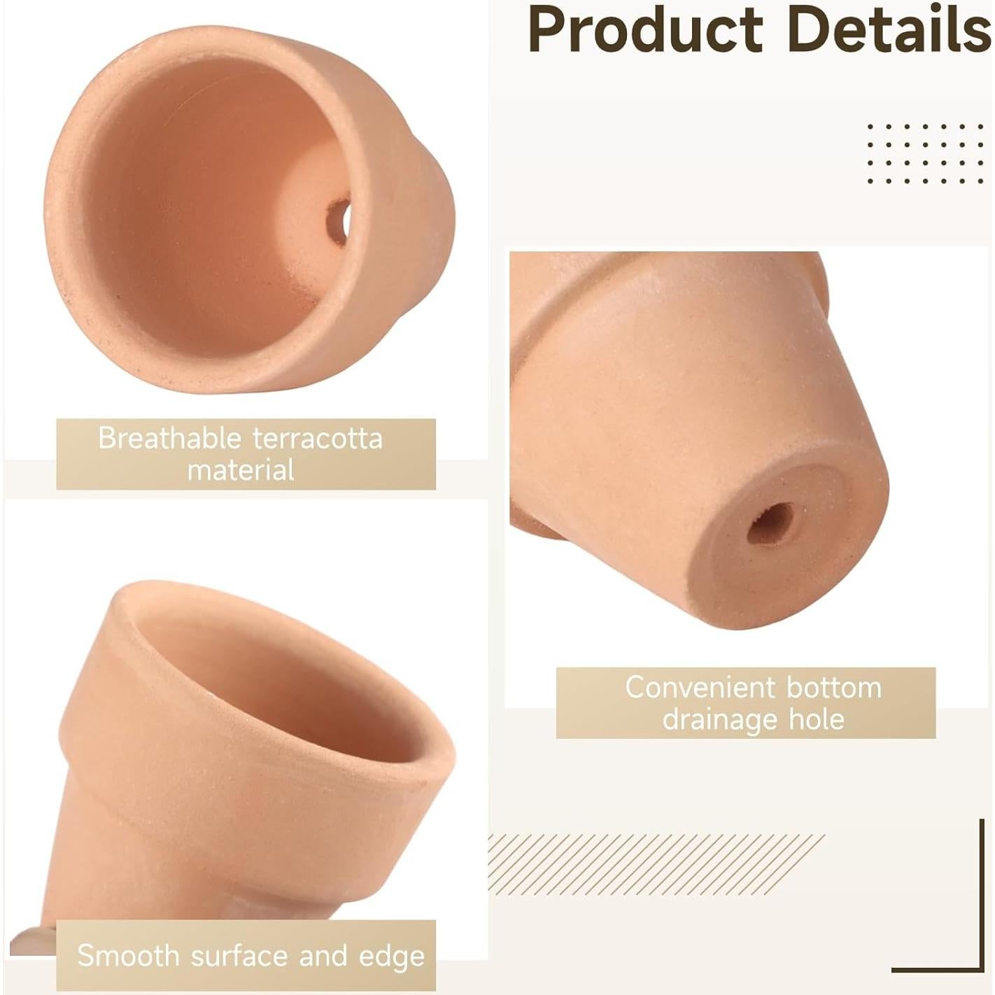 50 Mini Macetas de Terracota Tideme 3.05 cm con Drenaje