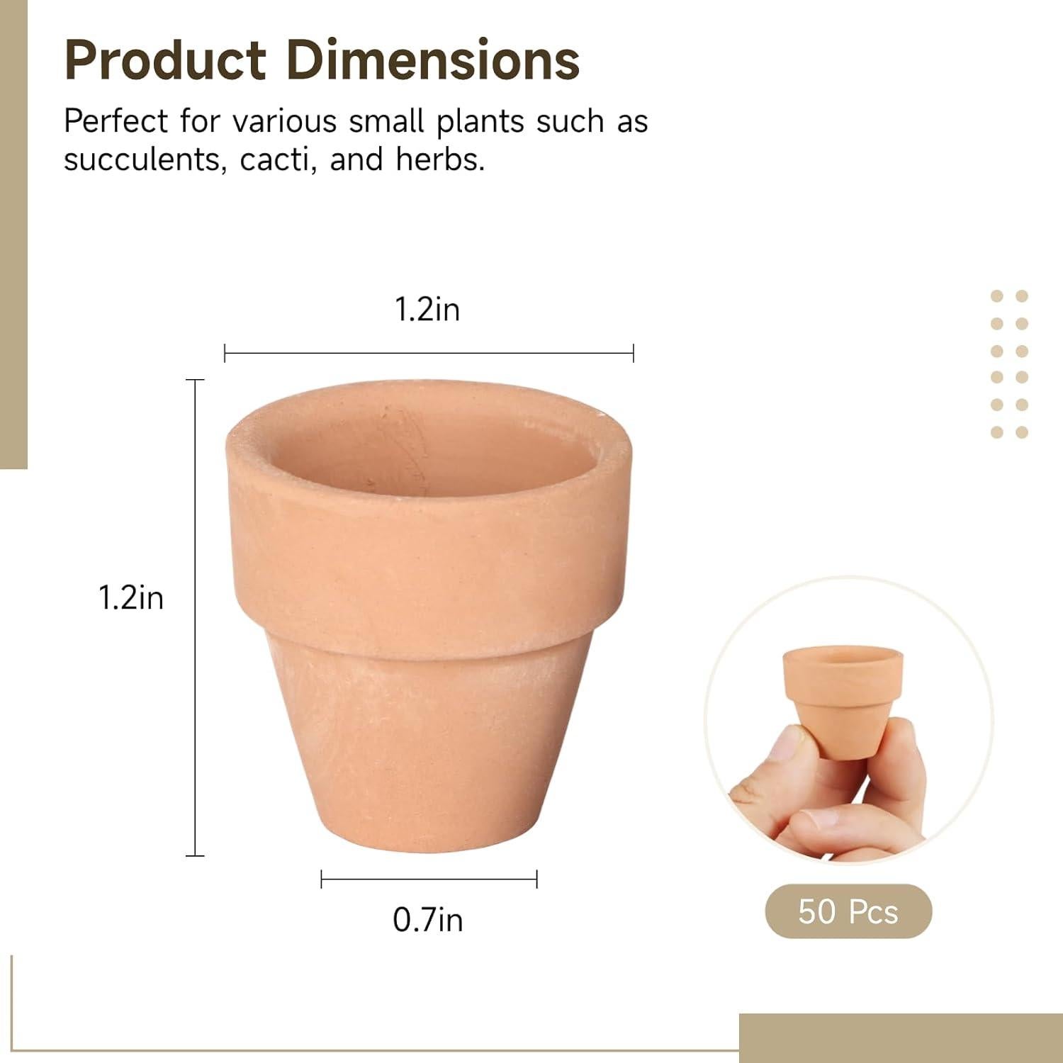 50 Mini Macetas de Terracota Tideme 3.05 cm con Drenaje