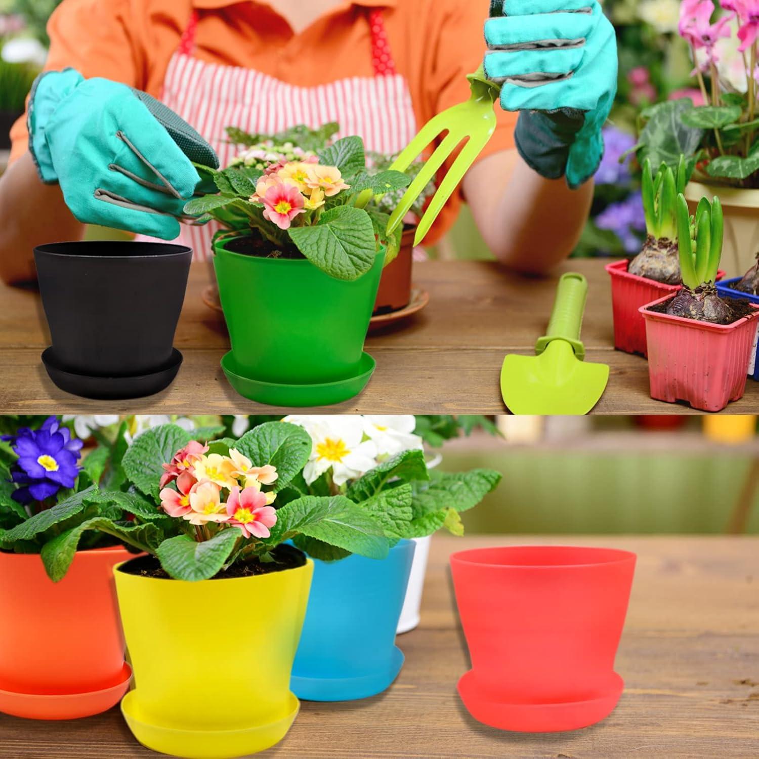 Set de 10 Macetas Coloridas BLLREMIPSUR con Bandejas 10 cm