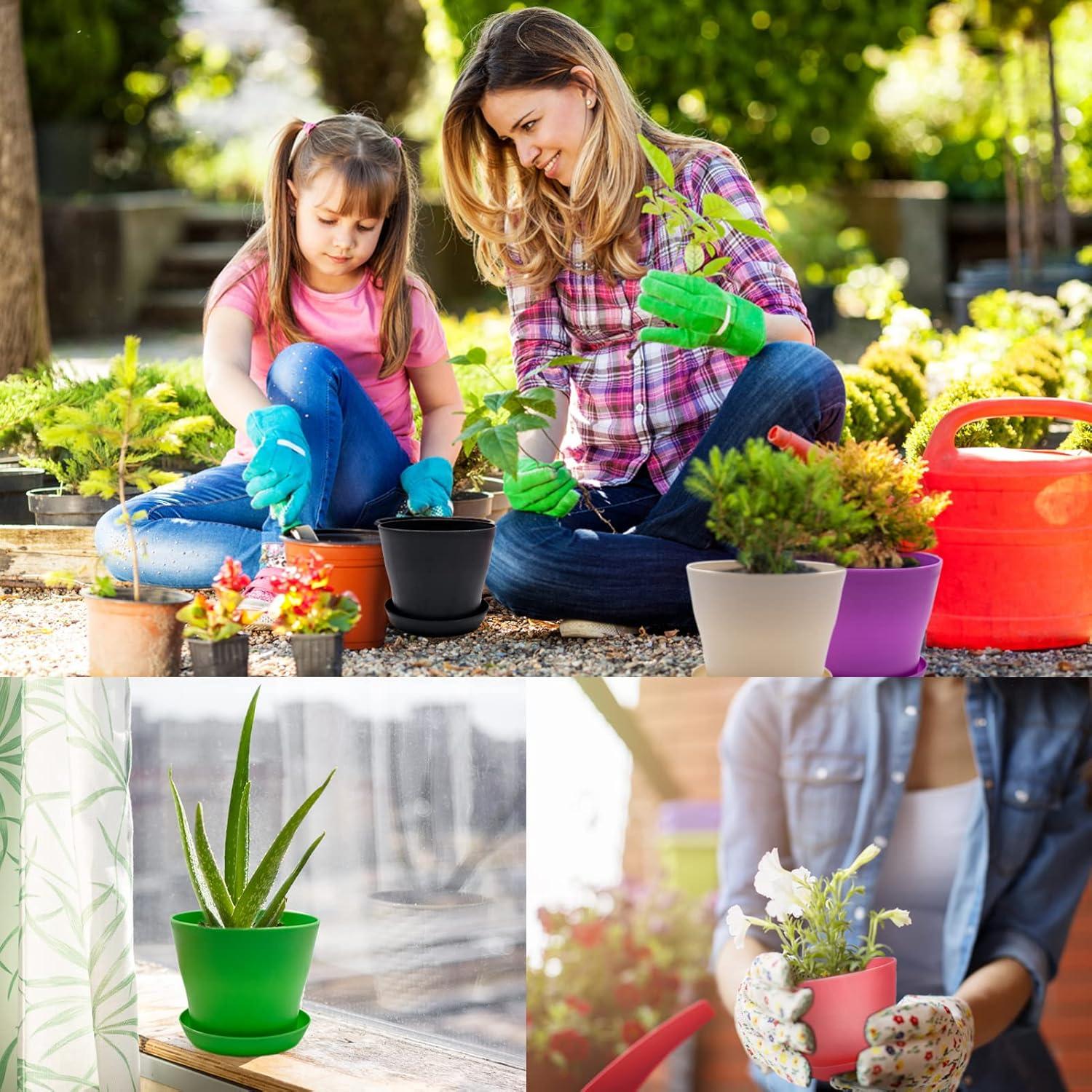 Set de 10 Macetas Coloridas BLLREMIPSUR con Bandejas 10 cm