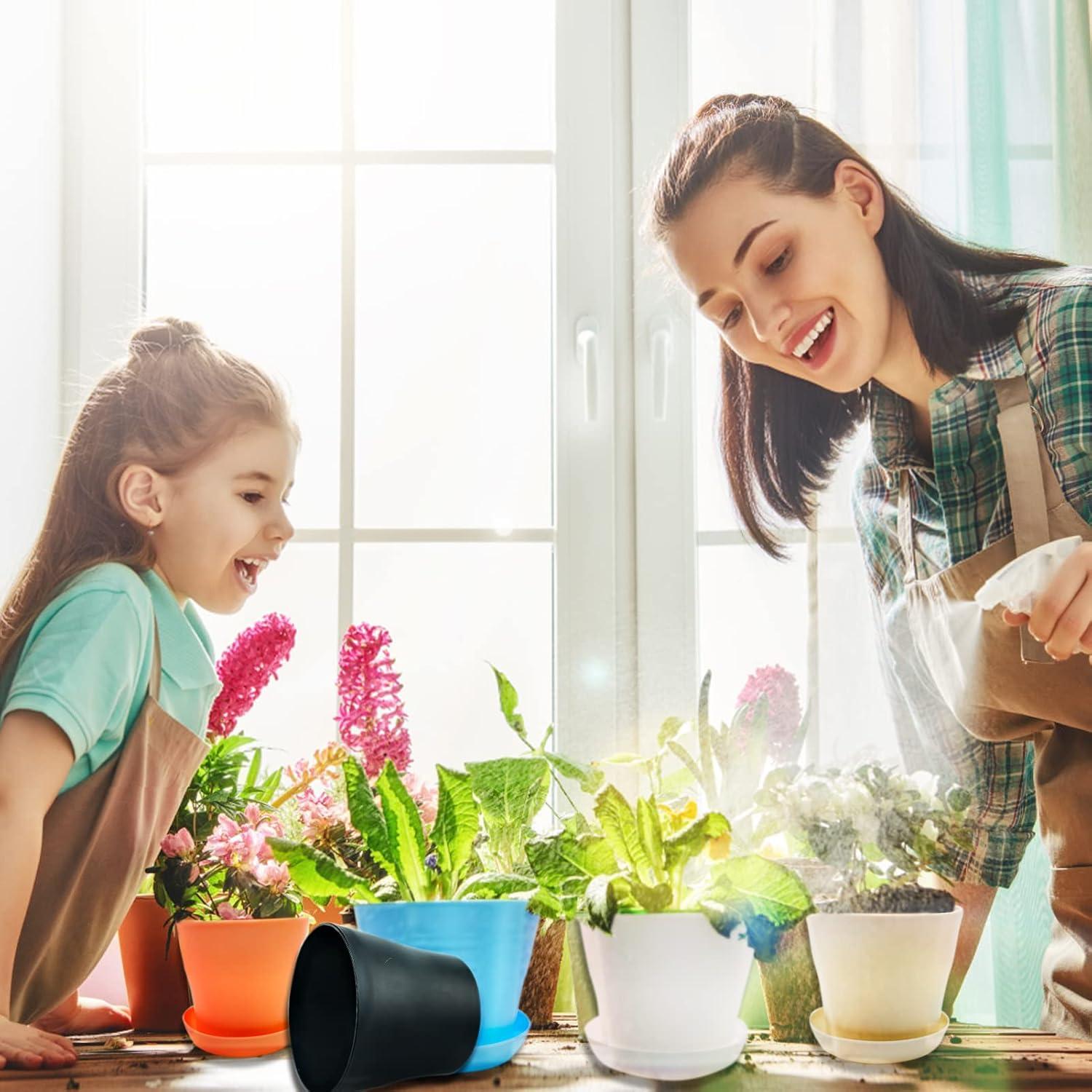 Set de 10 Macetas Coloridas BLLREMIPSUR con Bandejas 10 cm