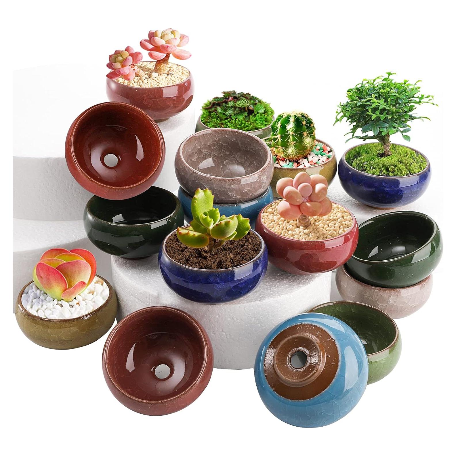 TOPZEA 16 Mini Macetas de Cerámica para Suculentas 6.35 cm