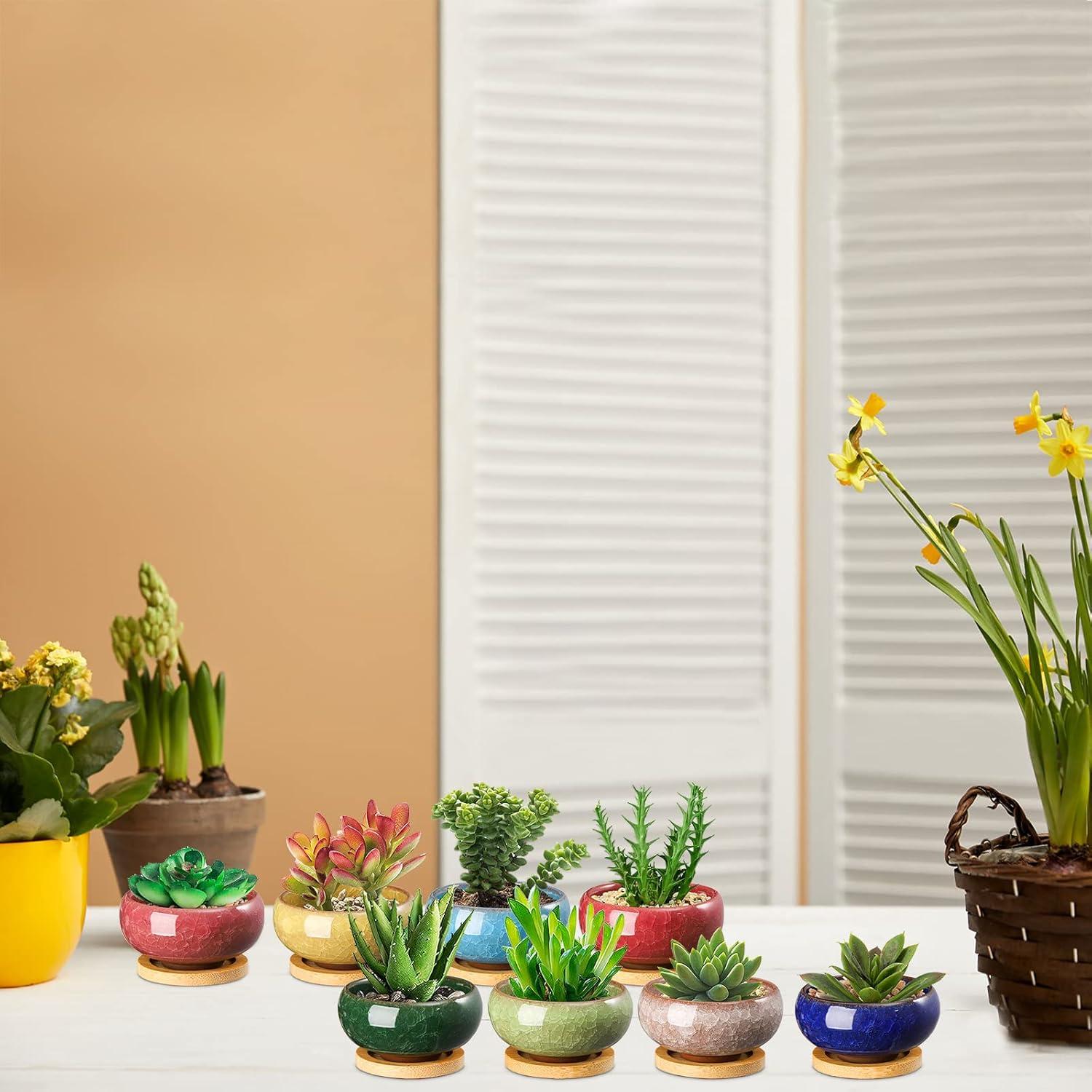 TOPZEA 16 Mini Macetas de Cerámica para Suculentas 6.35 cm