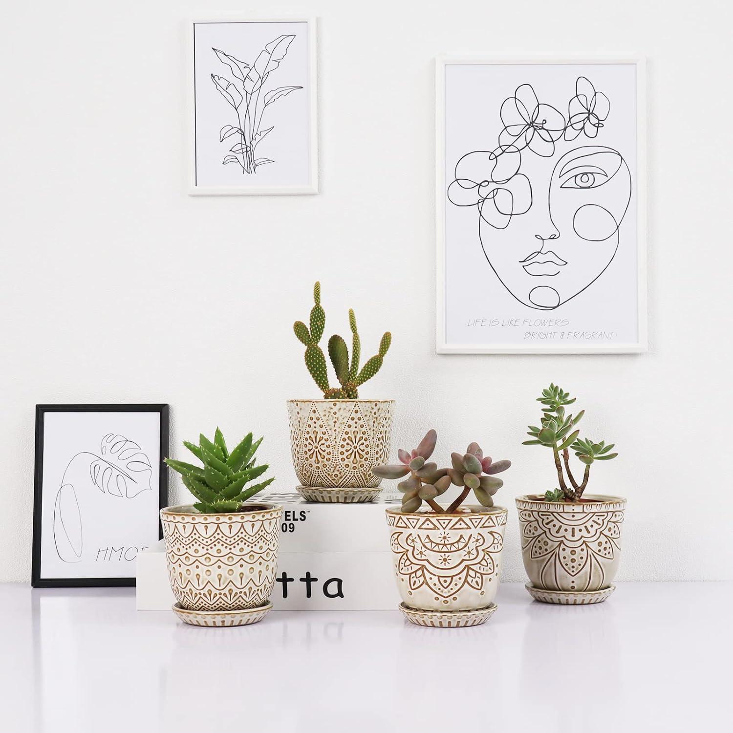 Macetas Suculentas Gepege - Cerámica 10 cm - Juego de 4