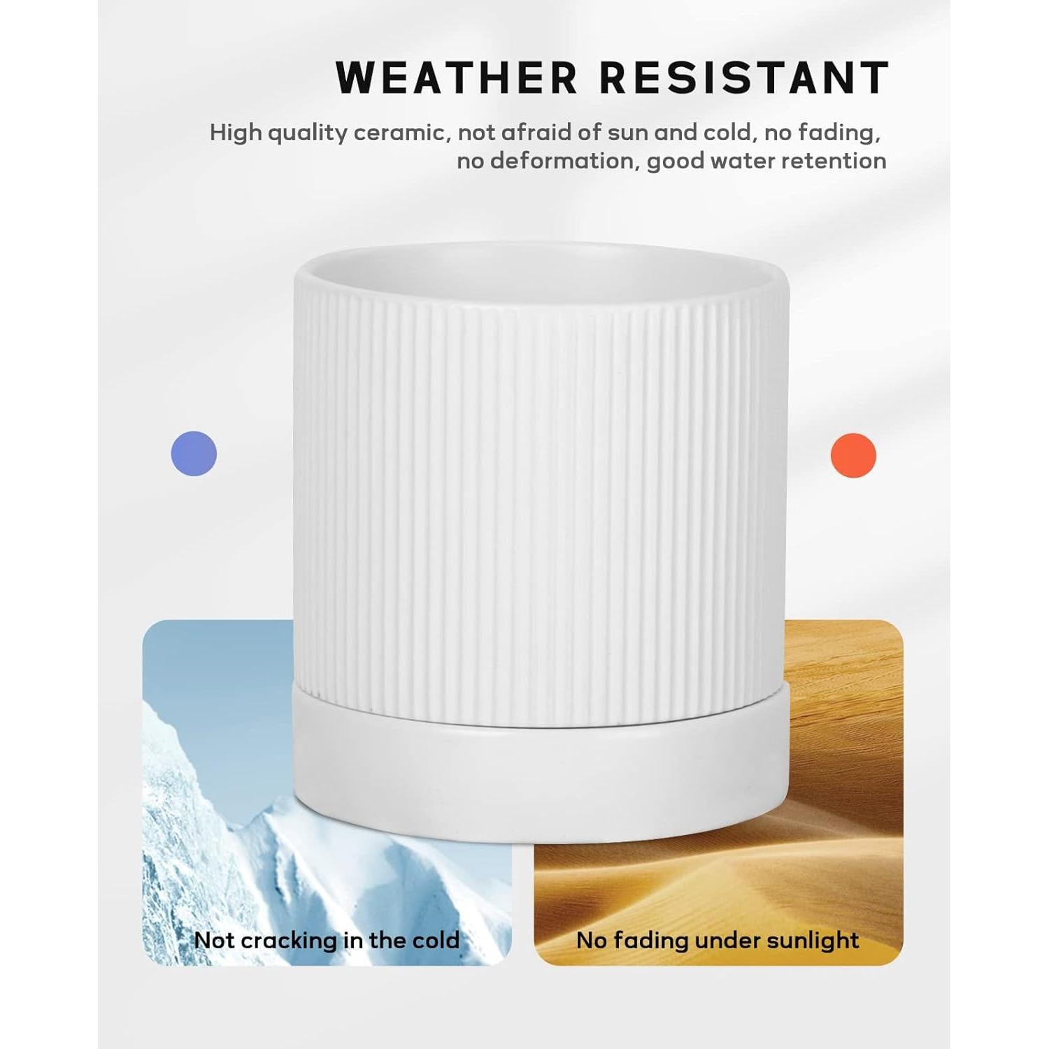 LaDoVita 3 Macetas de Cerámica 15/12/10 cm con Drenaje