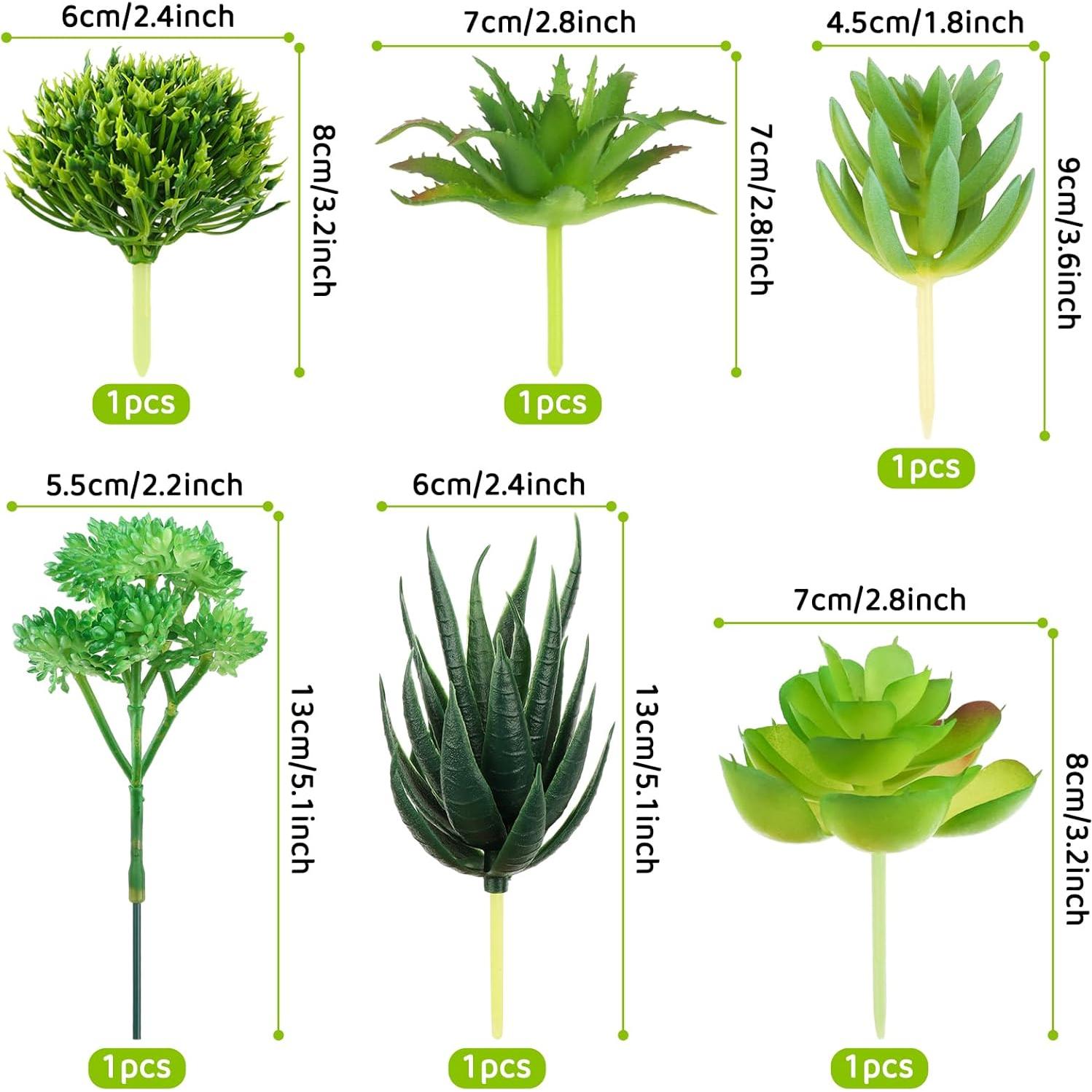 Plantas Suculentas Artificiales QUOZUO 6pcs Verdes 6-13cm
