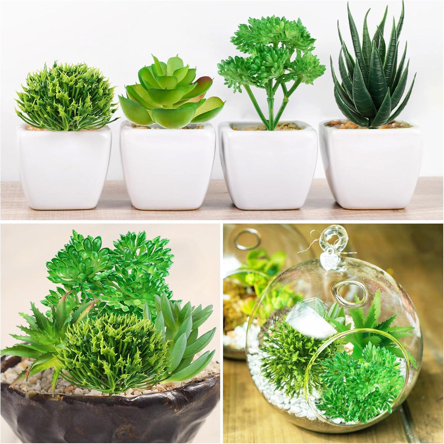 Plantas Suculentas Artificiales QUOZUO 6pcs Verdes 6-13cm