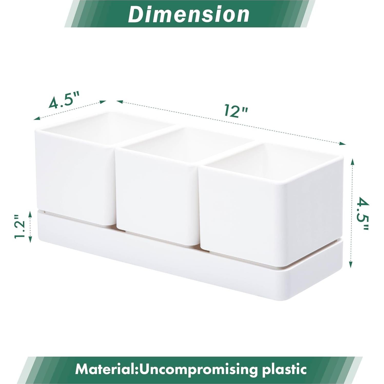 Juego de 3 Macetas para Hierbas D'vine Dev con Plato Drenaje