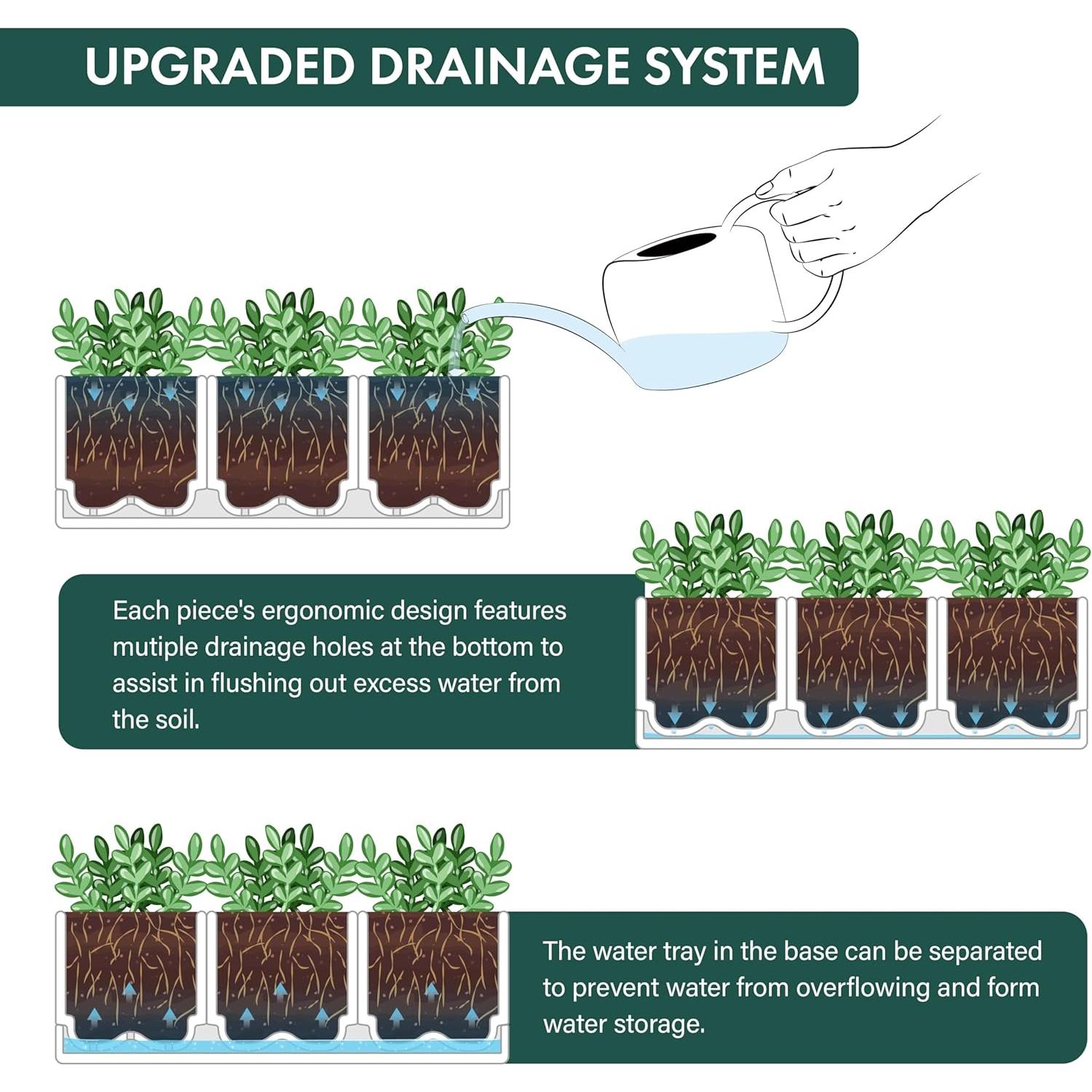 Juego de 3 Macetas para Hierbas D'vine Dev con Plato Drenaje