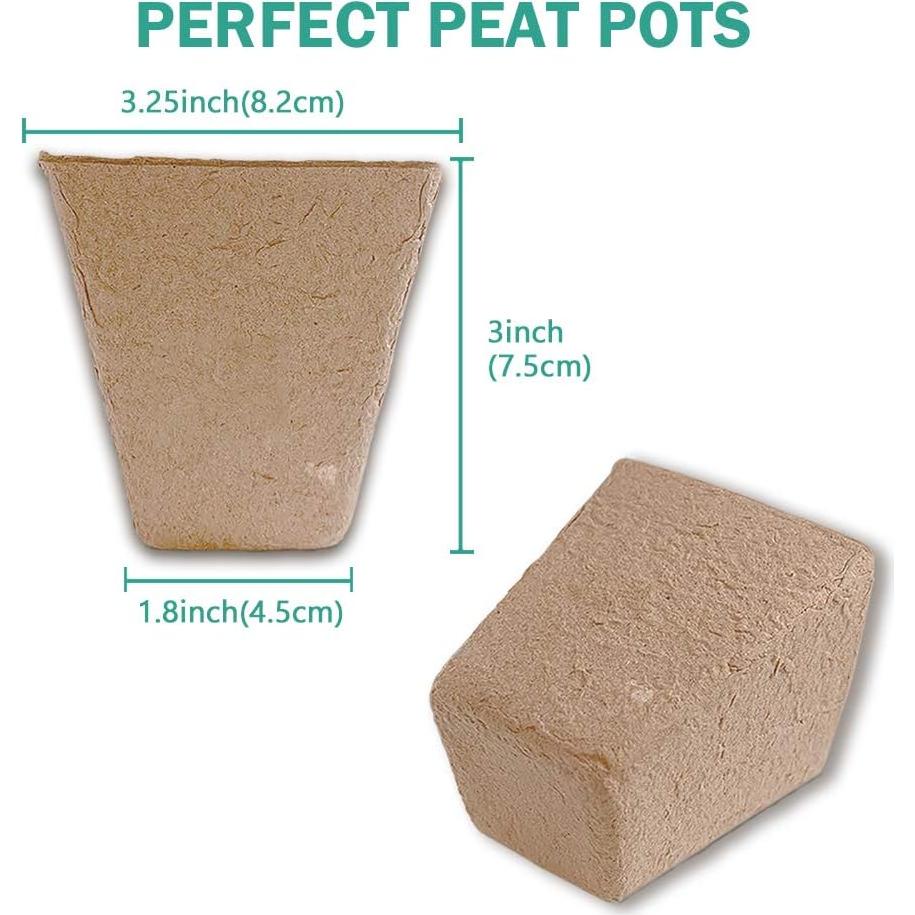 Macetas de Turba Orgánica JOYSEUS 8.26 cm 30 Pcs Ecológicas