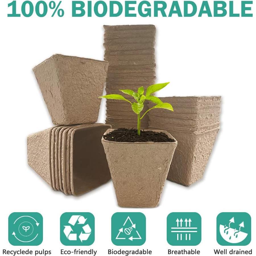 Macetas de Turba Orgánica JOYSEUS 8.26 cm 30 Pcs Ecológicas