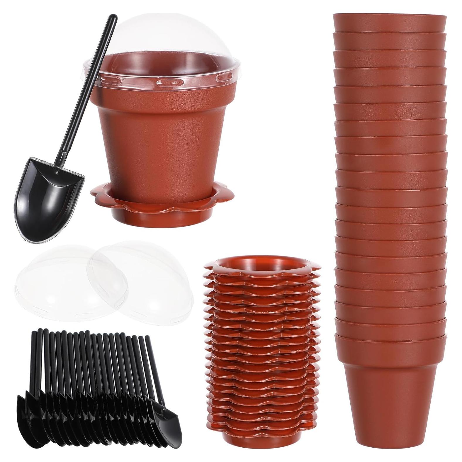 Paquete de 20 Mini Macetas DOITOOL con Tapa y Pala 7.2 cm