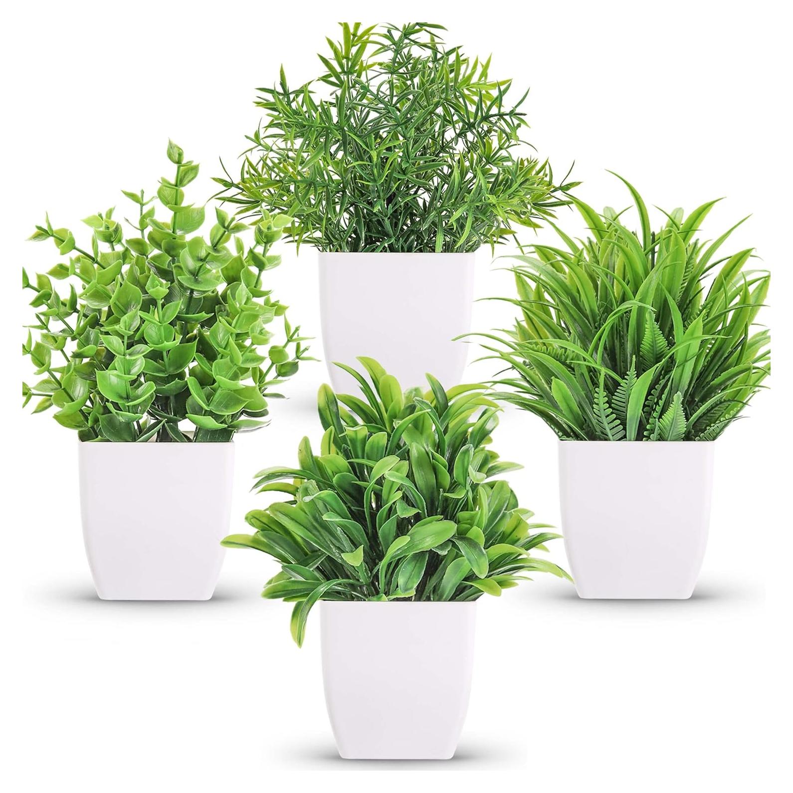 Plantas Falsas en Macetas Der Rose - 4 Paquetes Eucalipto