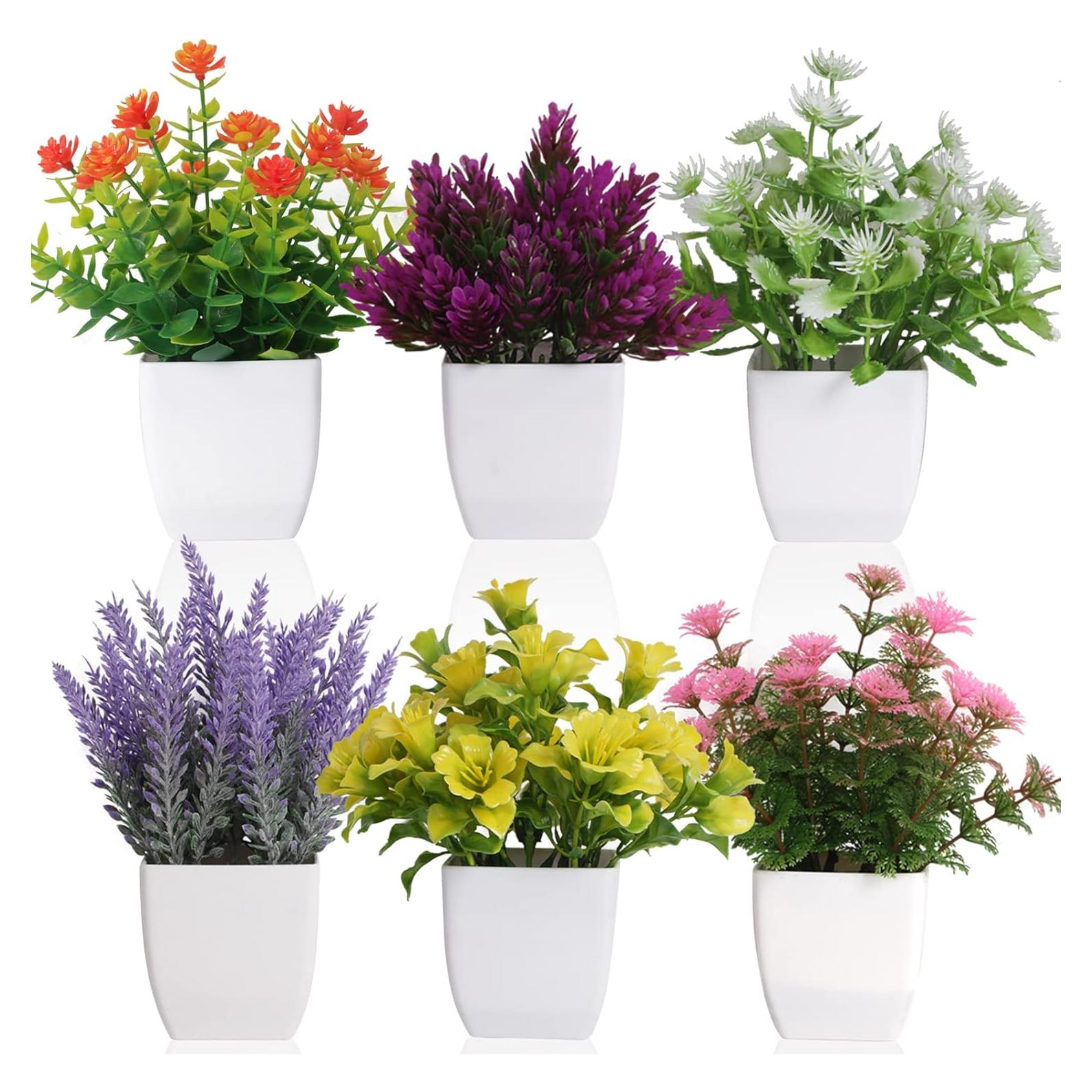 6 Plantas Artificiales en Maceta Yoratee para Decoración Interior