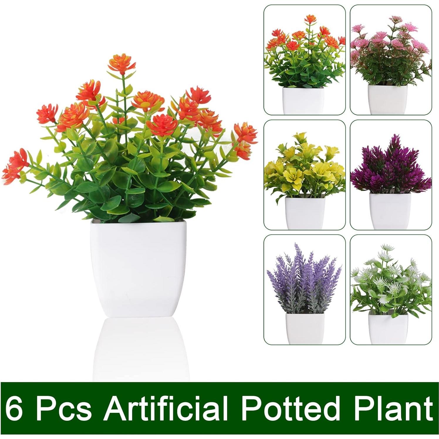 6 Plantas Artificiales en Maceta Yoratee para Decoración Interior