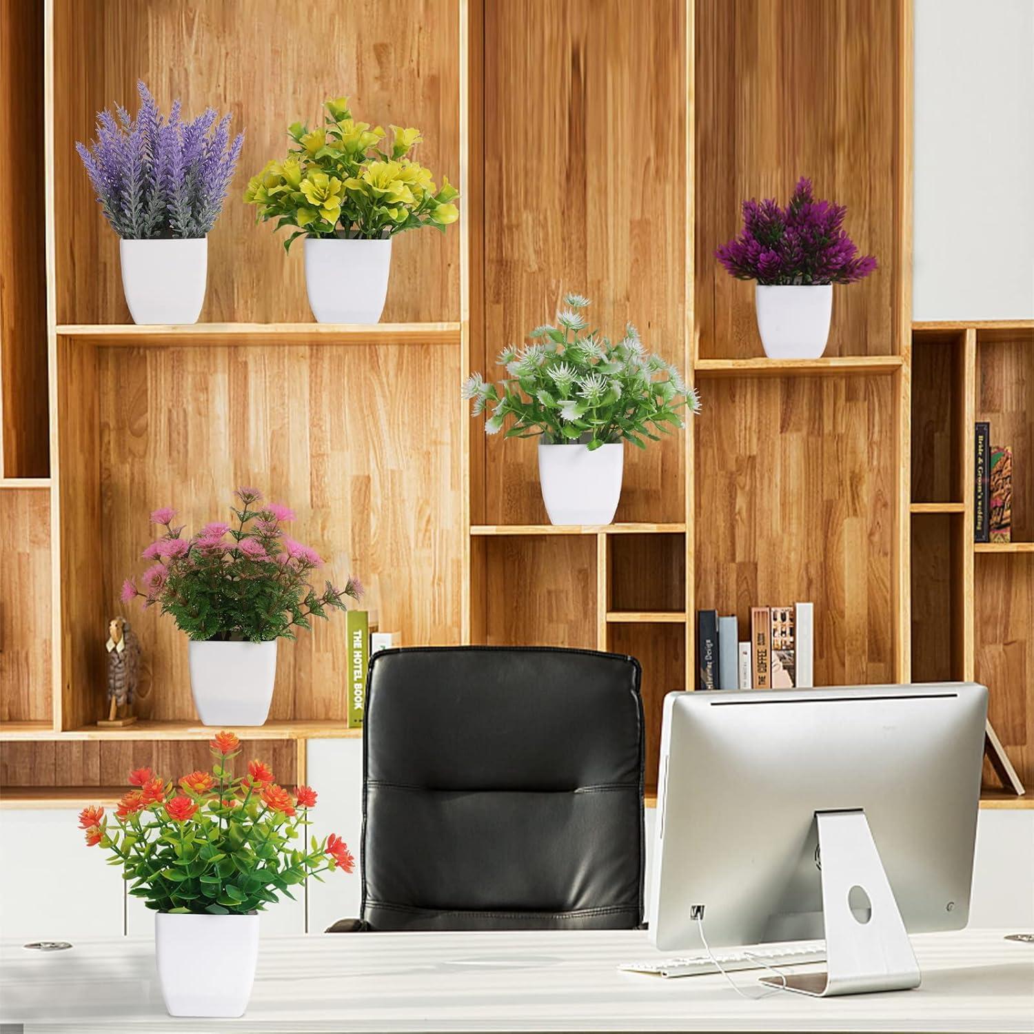 6 Plantas Artificiales en Maceta Yoratee para Decoración Interior