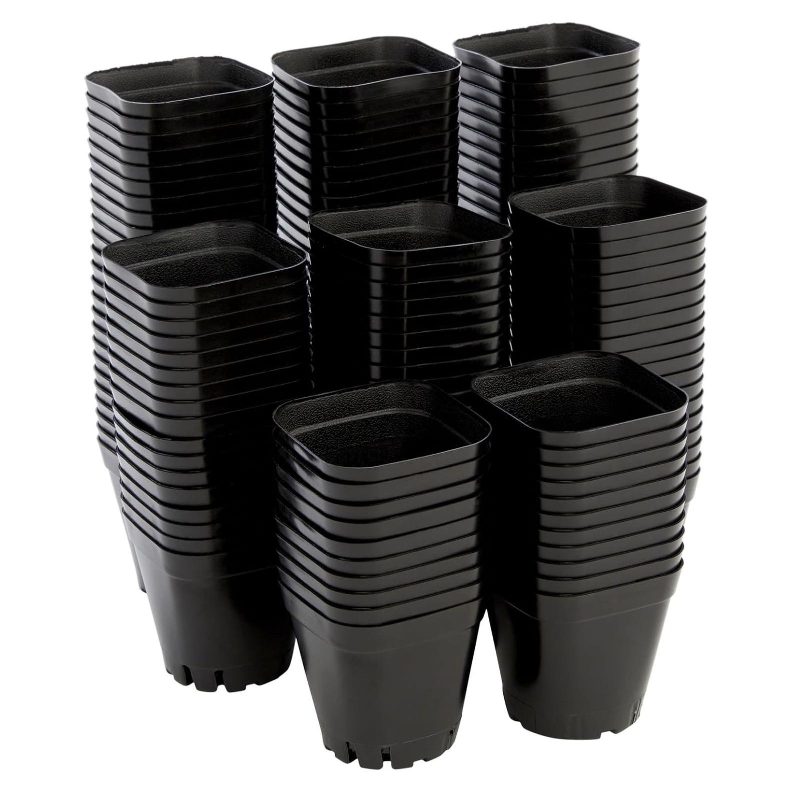 Juvale 150 Macetas Cuadradas de Plástico Negro 6.6cm
