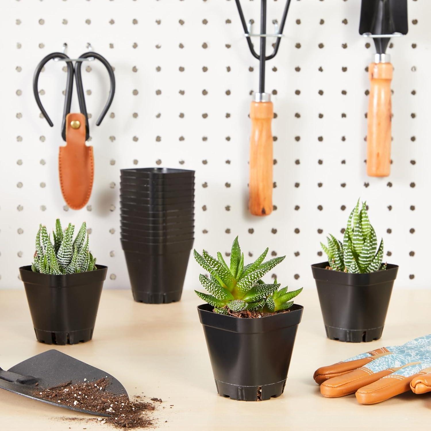 Juvale 150 Macetas Cuadradas de Plástico Negro 6.6cm