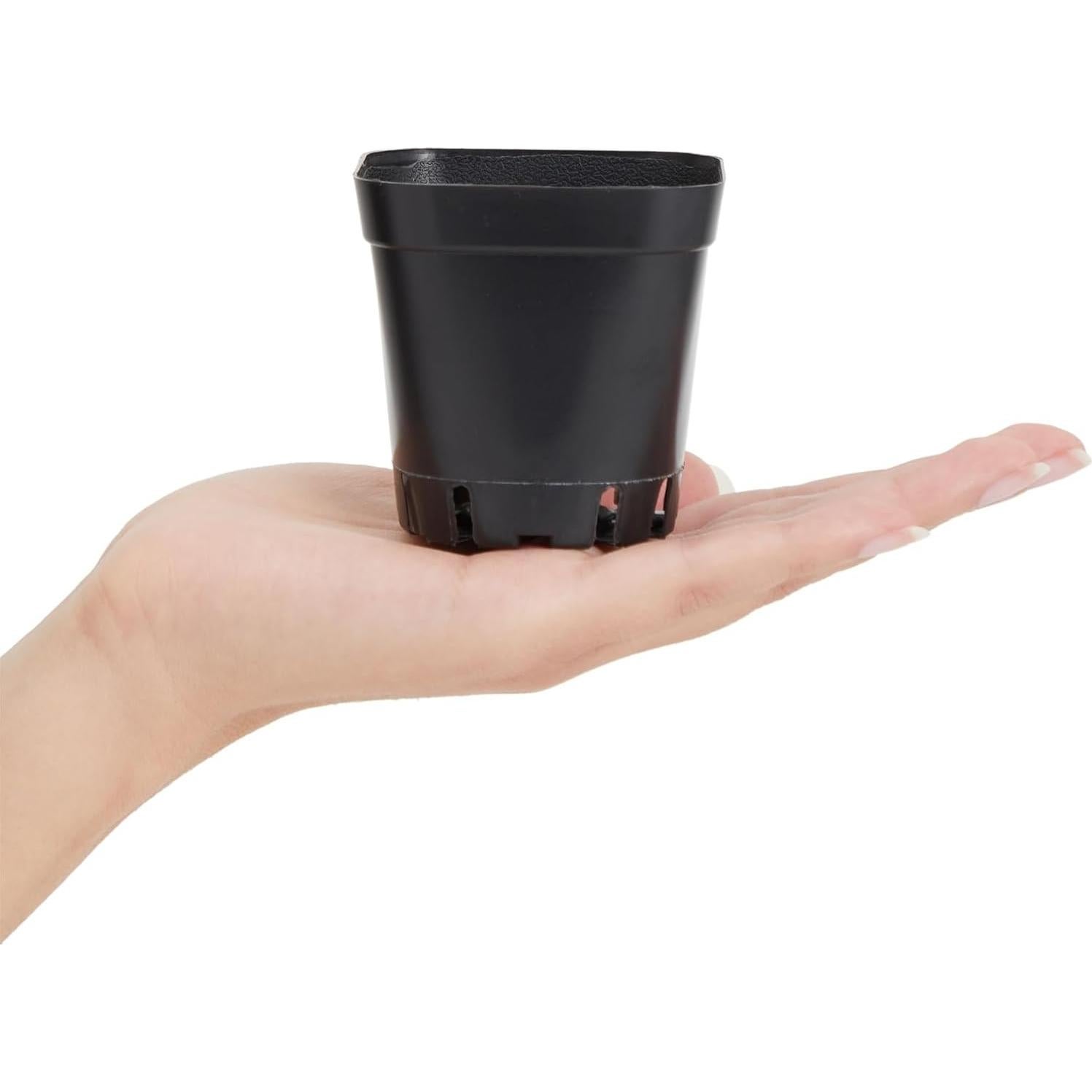 Juvale 150 Macetas Cuadradas de Plástico Negro 6.6cm