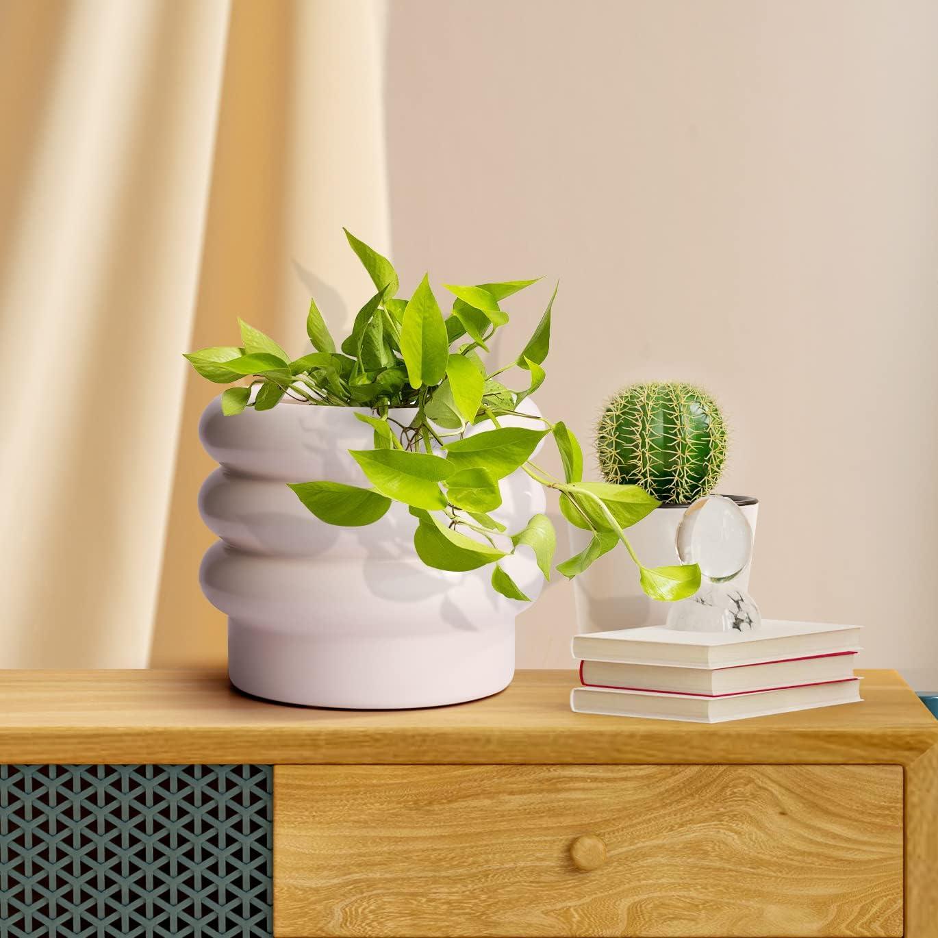 Maceta de Cerámica JOFAMY 15 cm Blanca con Drenaje y Accesorios