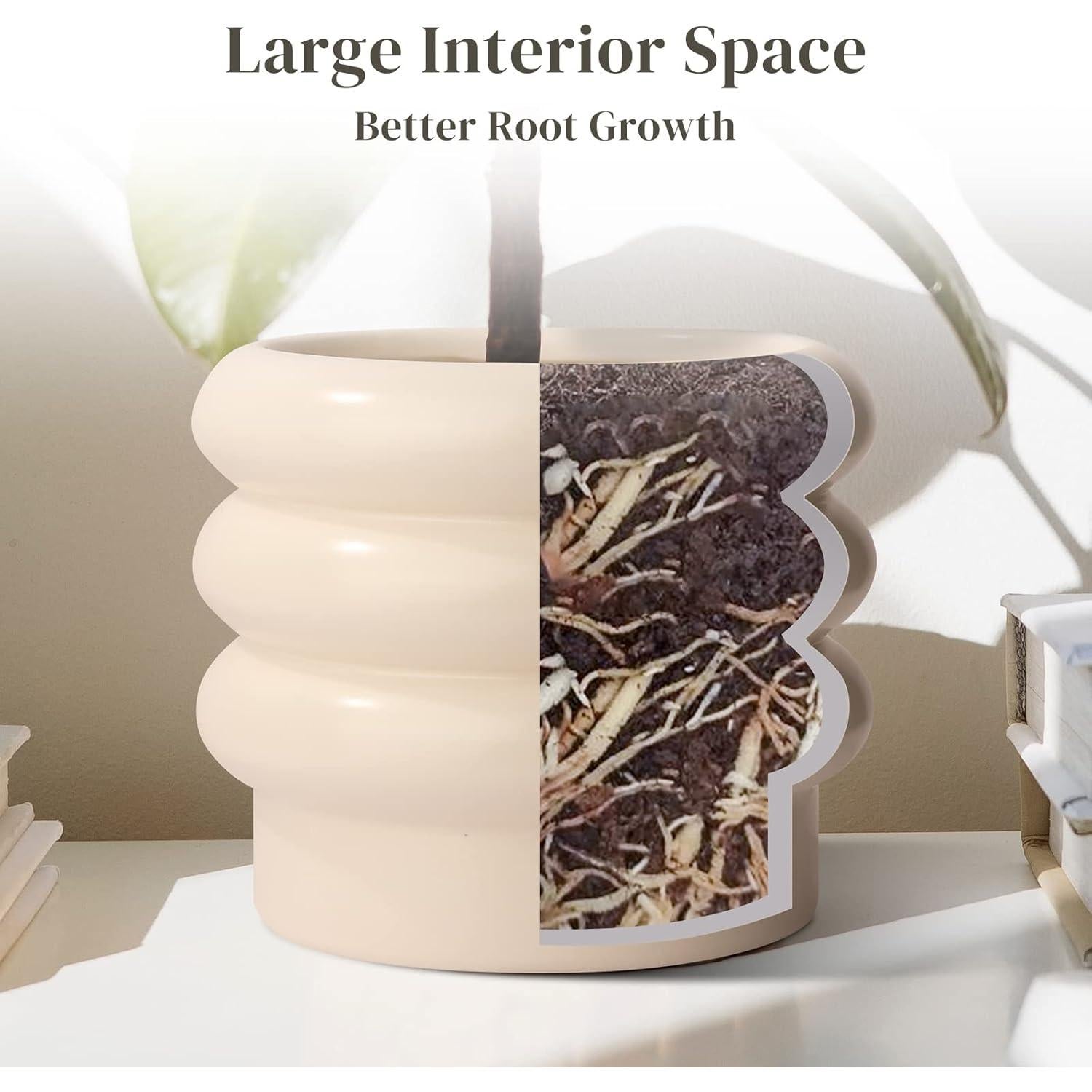 Maceta de Cerámica JOFAMY 15 cm Blanca con Drenaje y Accesorios