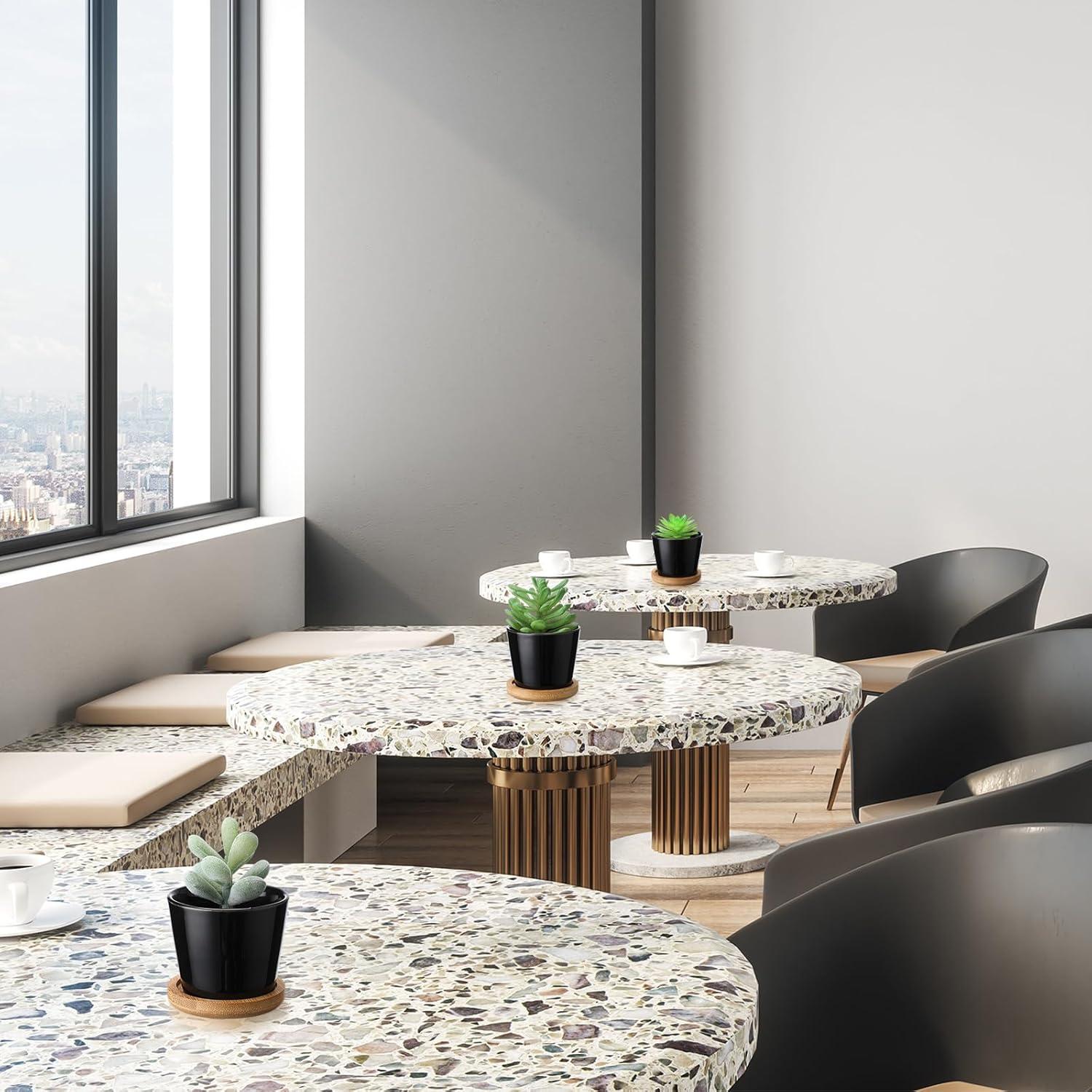 Hsei Paquete de 24 Macetas Mini Cerámica 6.4 cm con Bandeja