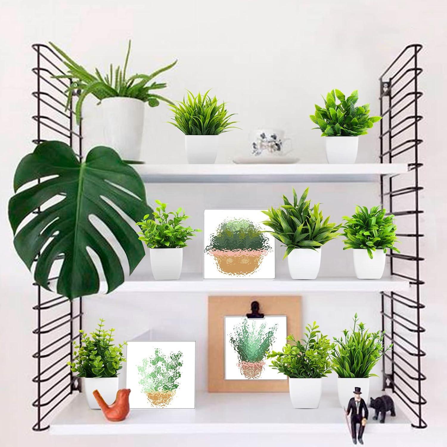 Plantas Artificiales Eucalipto LELEE 8 Pcs en Maceta Blanca