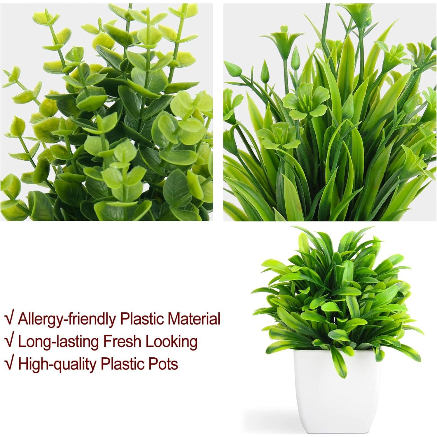 Plantas Artificiales Eucalipto LELEE 8 Pcs en Maceta Blanca