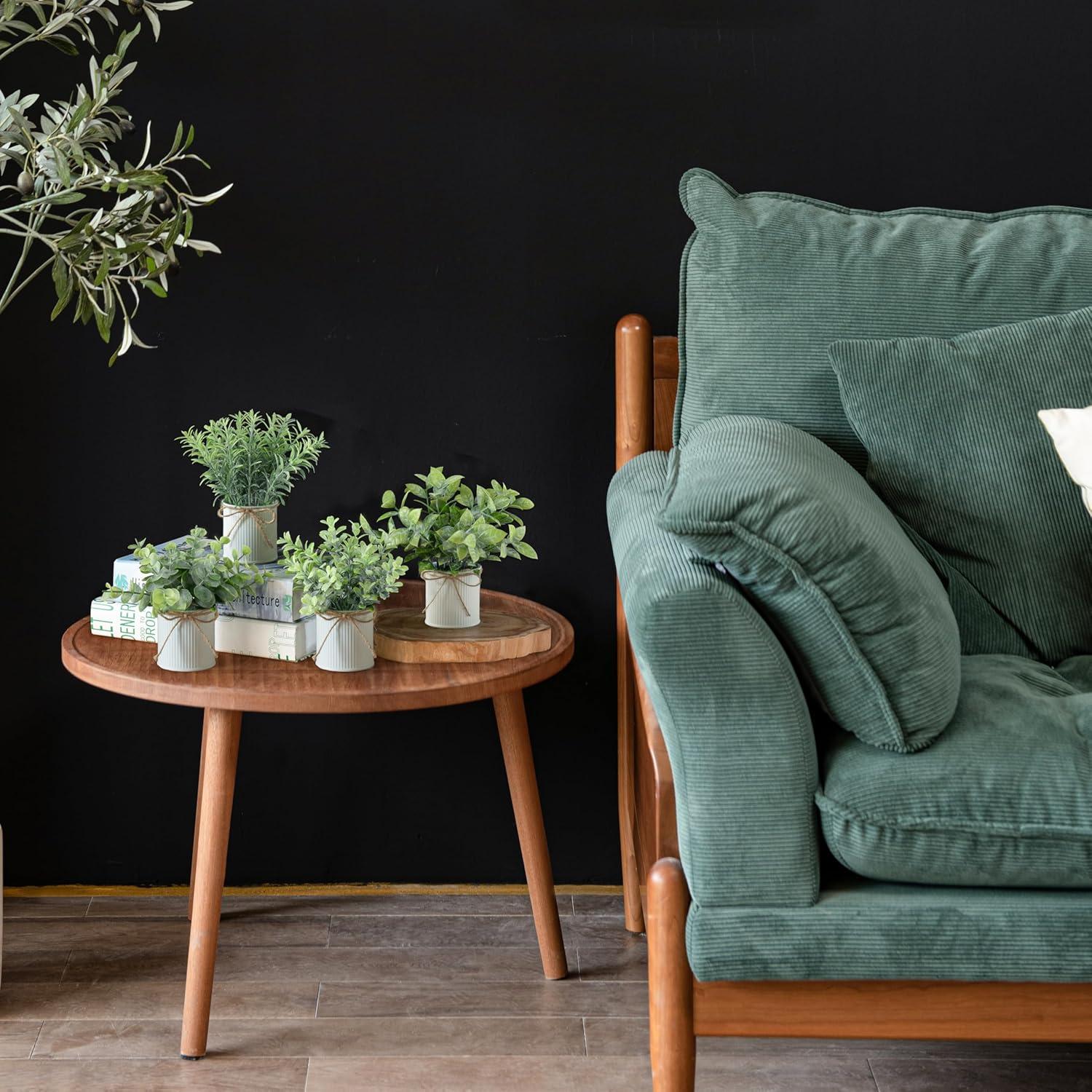 Mkono 4 Plantas Artificiales Eucalipto en Macetas Galvanizadas